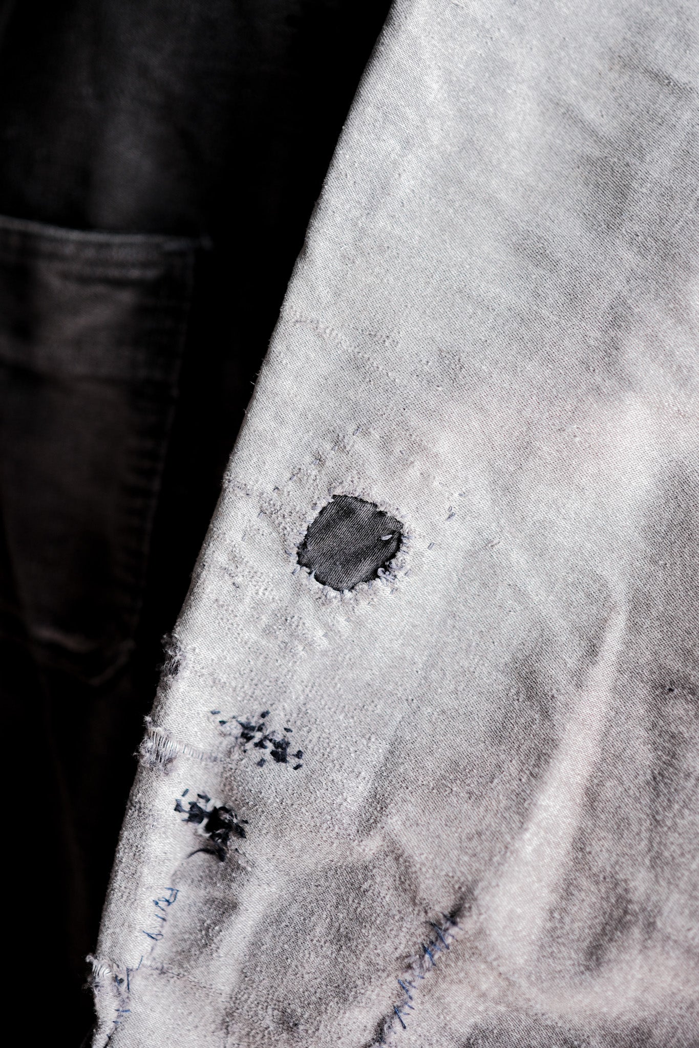 【~50's】French Vintage Black Moleskin Work Jacket "Patchwork"