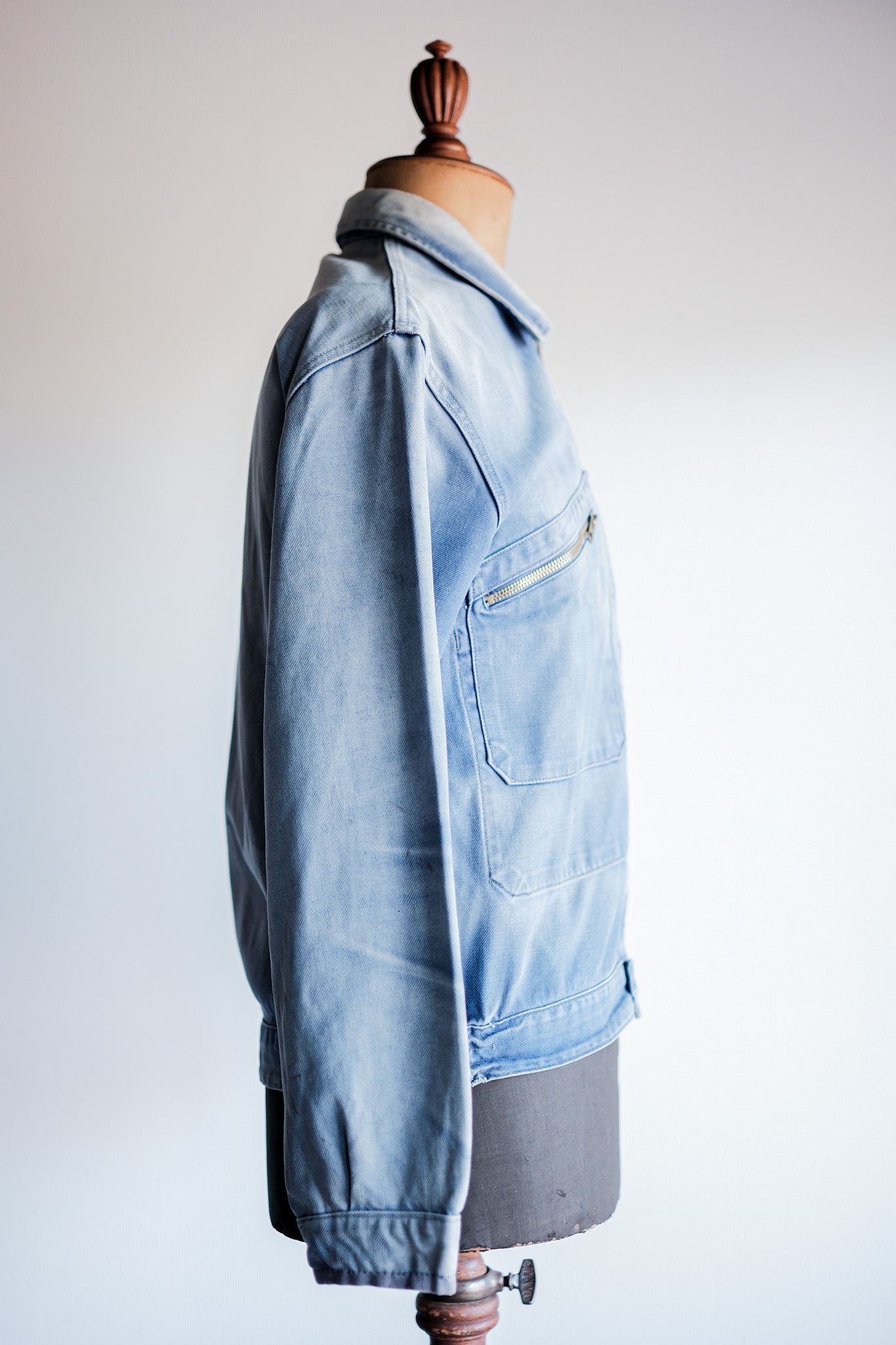 【~50’s】French Vintage Blue Cotton Twill Cyclist Jacket "Adolphe Lafont"