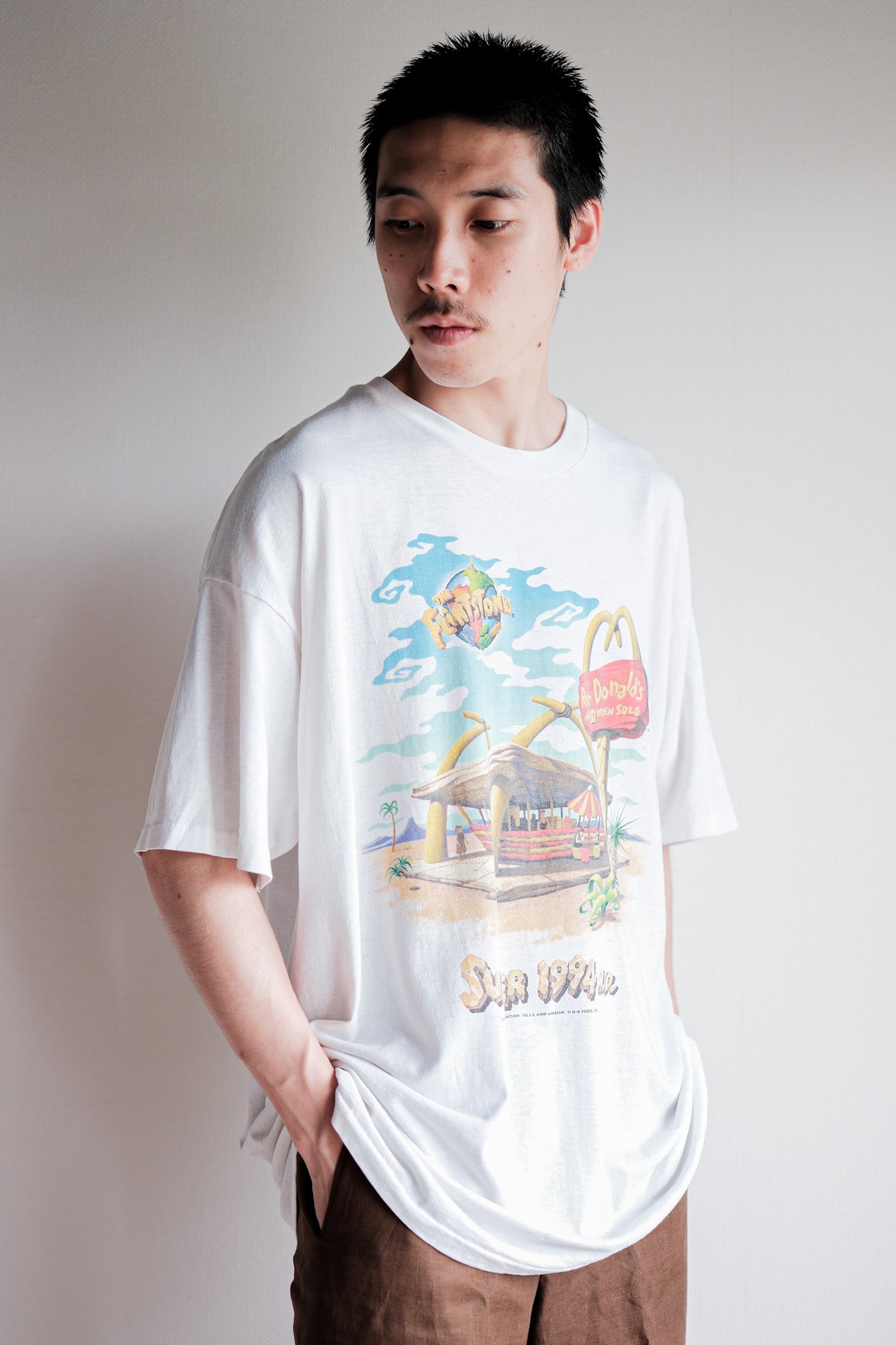 【~90's】Vintage Movie Print T-shirt Size.XL "The Flintstones" "Made in U.S.A."