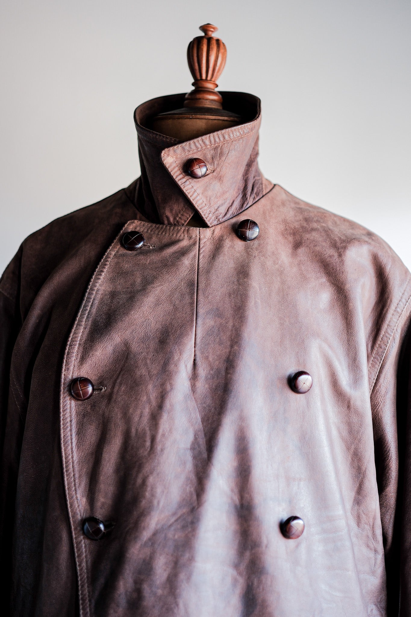 【~80's】Italian Vintage Double Breasted Leather Jacket Size.52