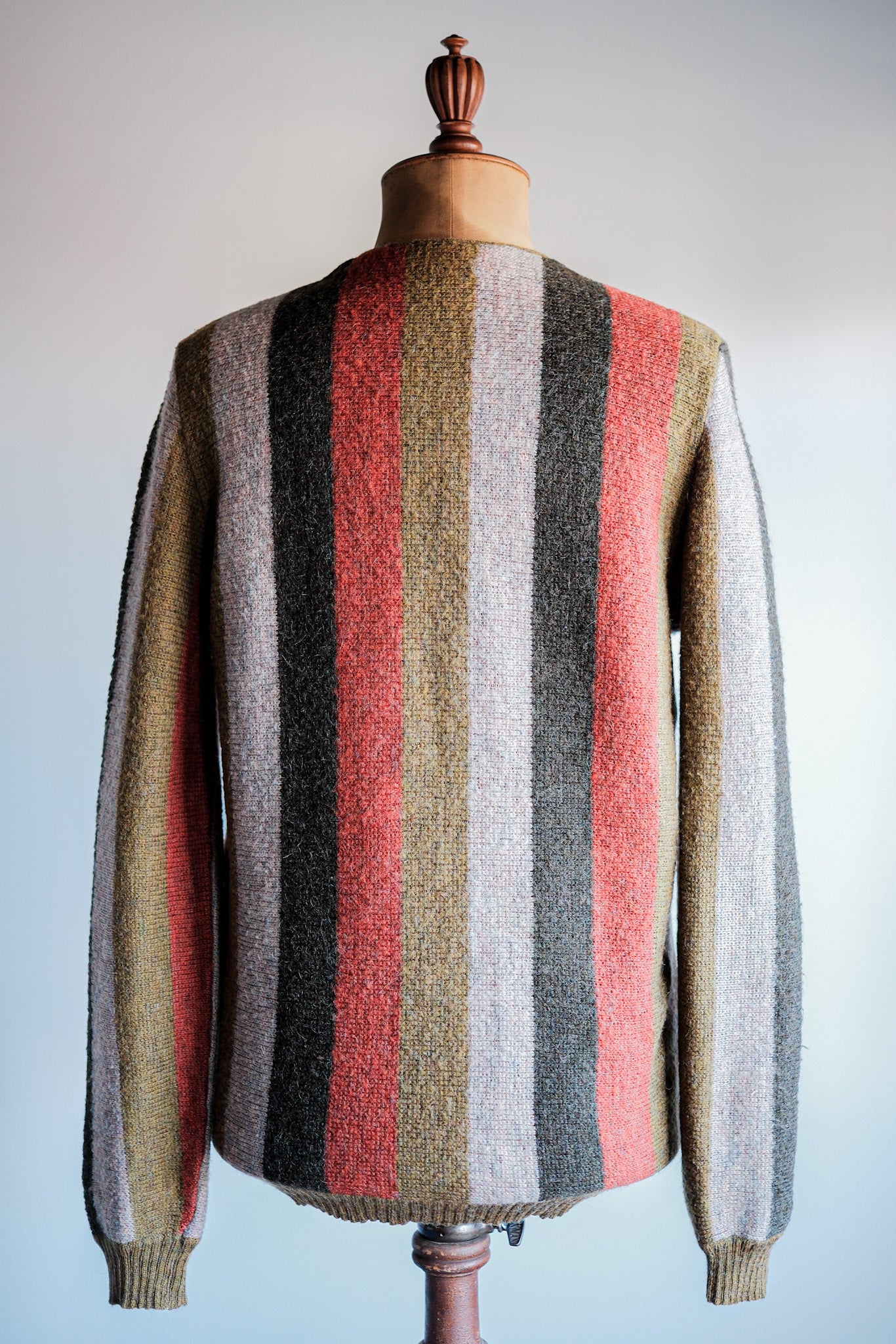 【~80's】Italian Vintage Wool Mix Multi Striped Cardigan