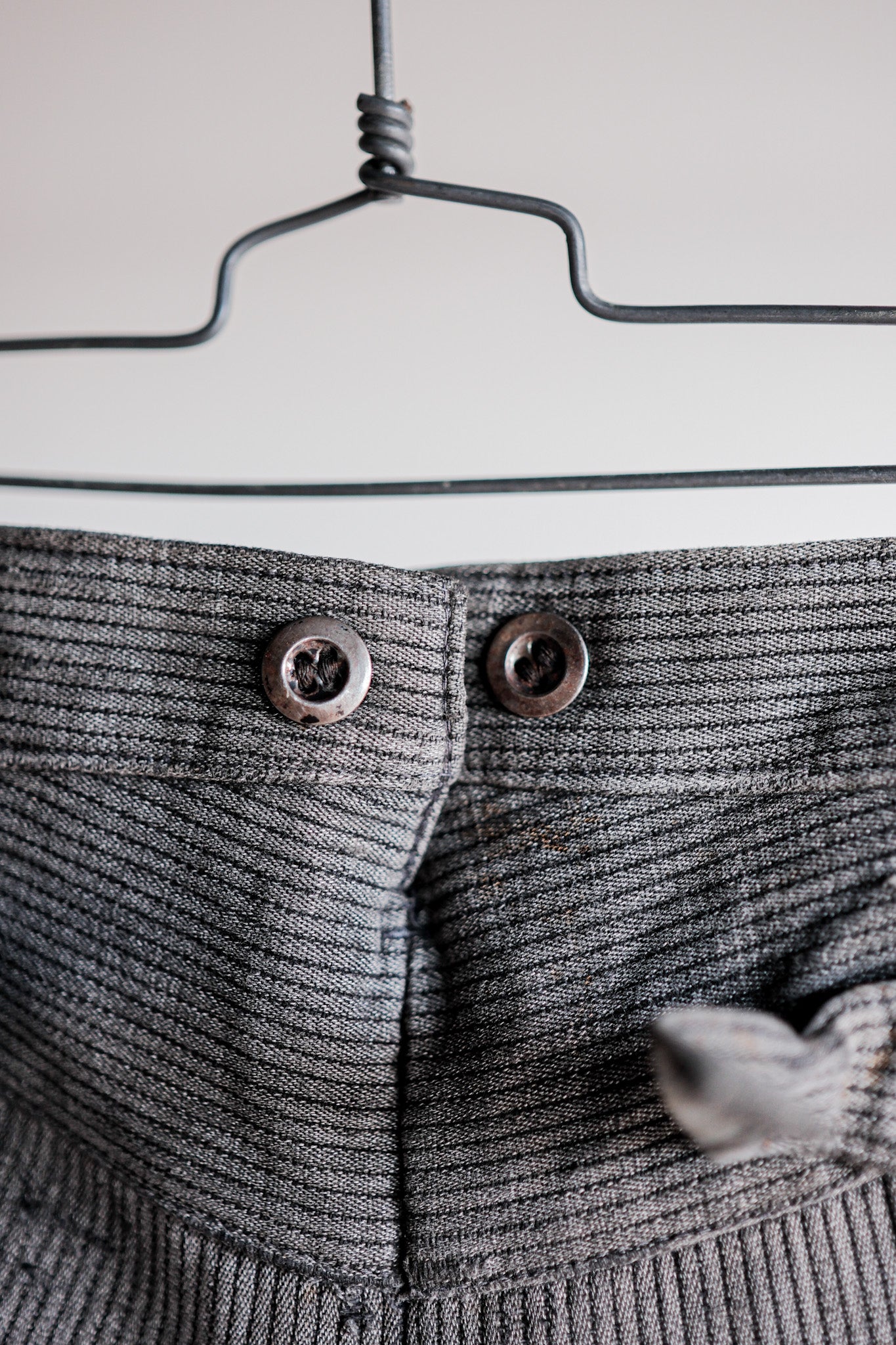 【~40's】French Vintage Gray Cotton Pique Work Pants "Patchwork"