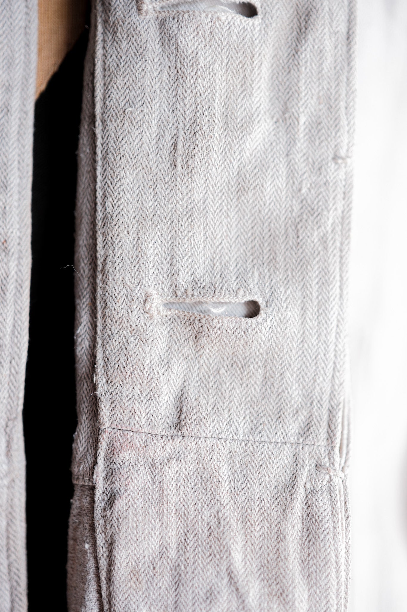 【~40's】German Air Force Drillich HBT Linen Jacket With Chin Strap "Luftwaffe"