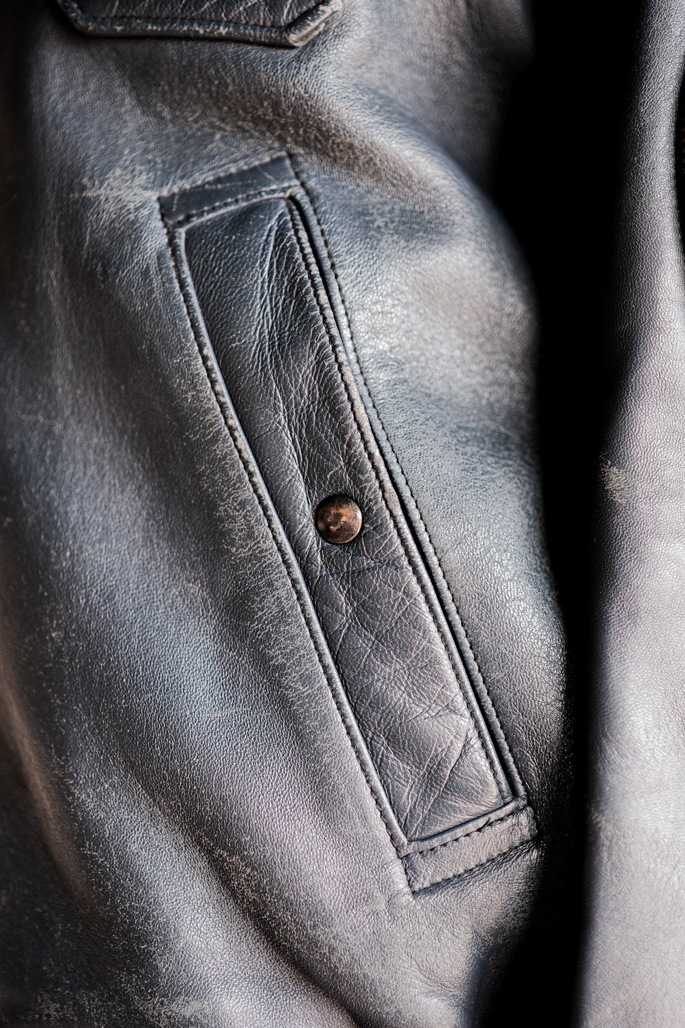 【~70's】French Air Force Pilot Leather Jacket Size.96M