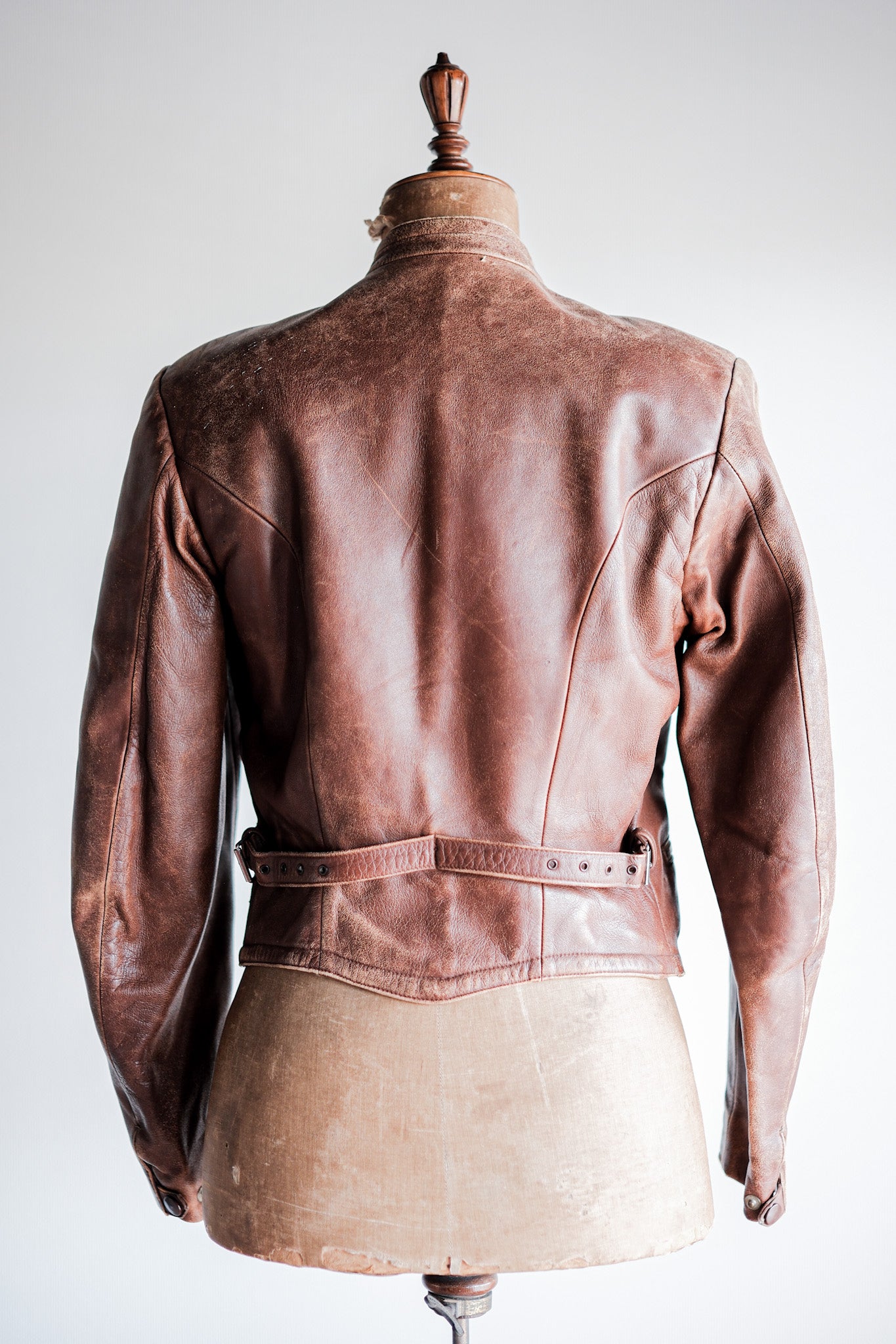 【~30's】German Vintage Double Breasted Motorcycle Leather Jacket