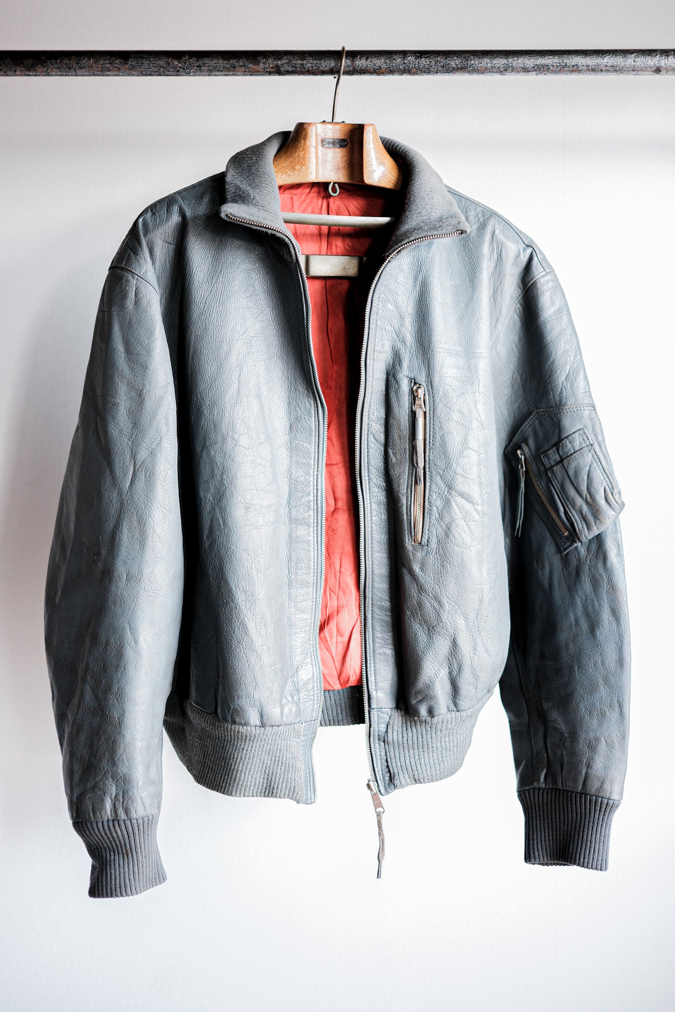 【~70’s】West German Air Force Pilot Leather Jacket Size.13