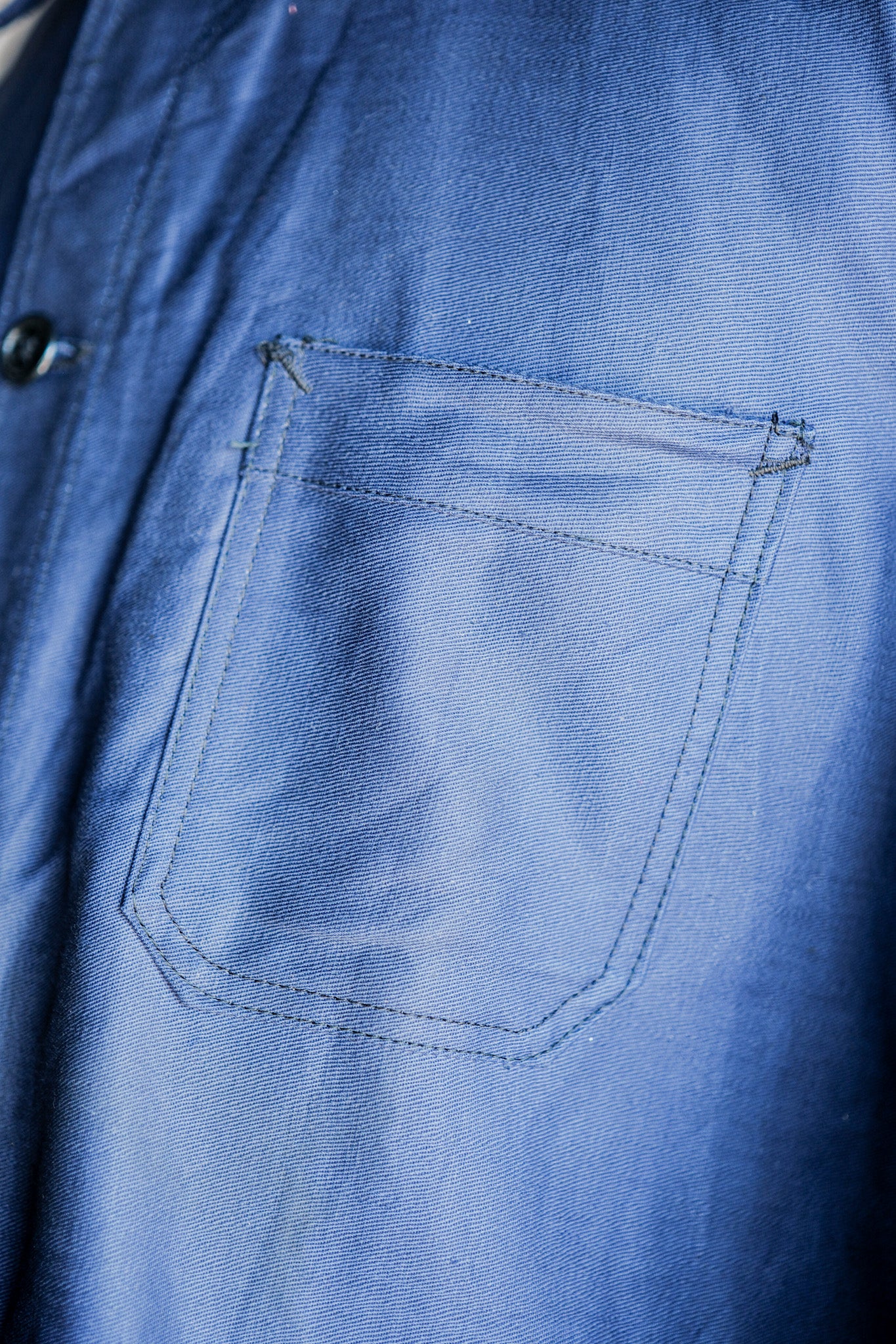 【~50's】French Vintage Blue Thin Twill Work Jacket "Vulcain" "Dead Stock"