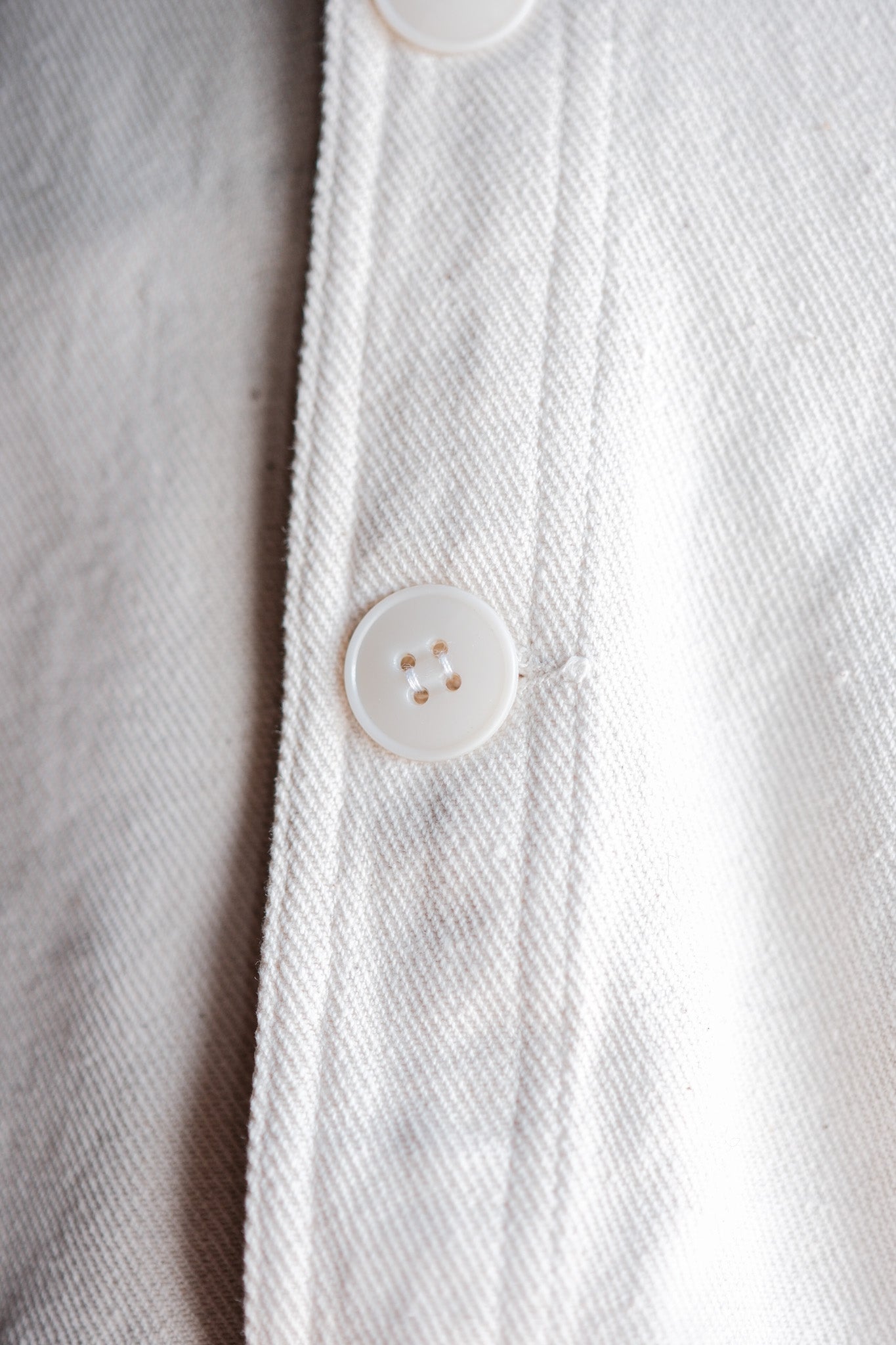 【~40's】French Vintage White Cotton Twill Work Jacket Size.48 "Dead Stock"