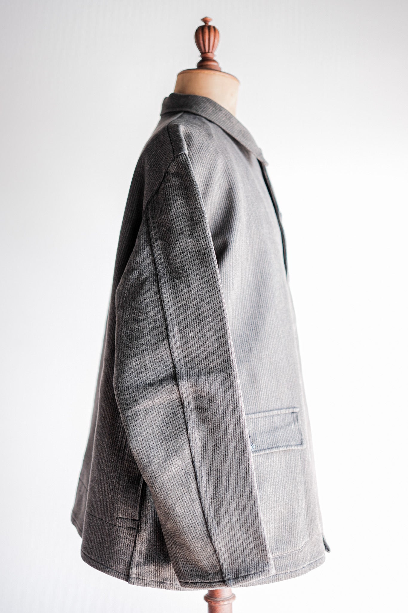 【~60's】French Vintage Brown Salt & Pepper Cotton Pique Hunting Jacket Size.56 "Le Mont St. Michel"