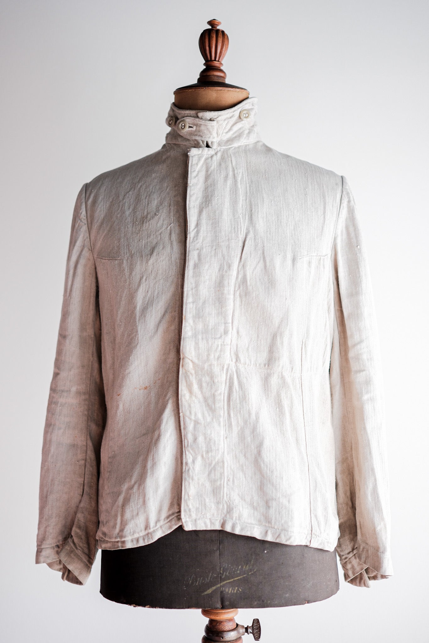 【~40's】German Air Force Drillich HBT Linen Jacket With Chin Strap "Luftwaffe"