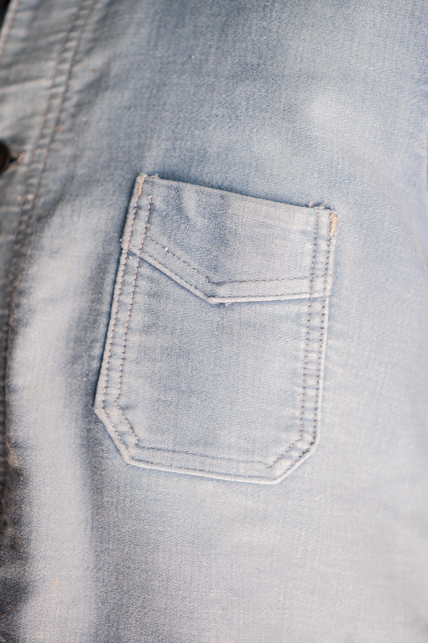 【~40's】French Vintage Blue Moleskin Work Jacket "4 Buttons"