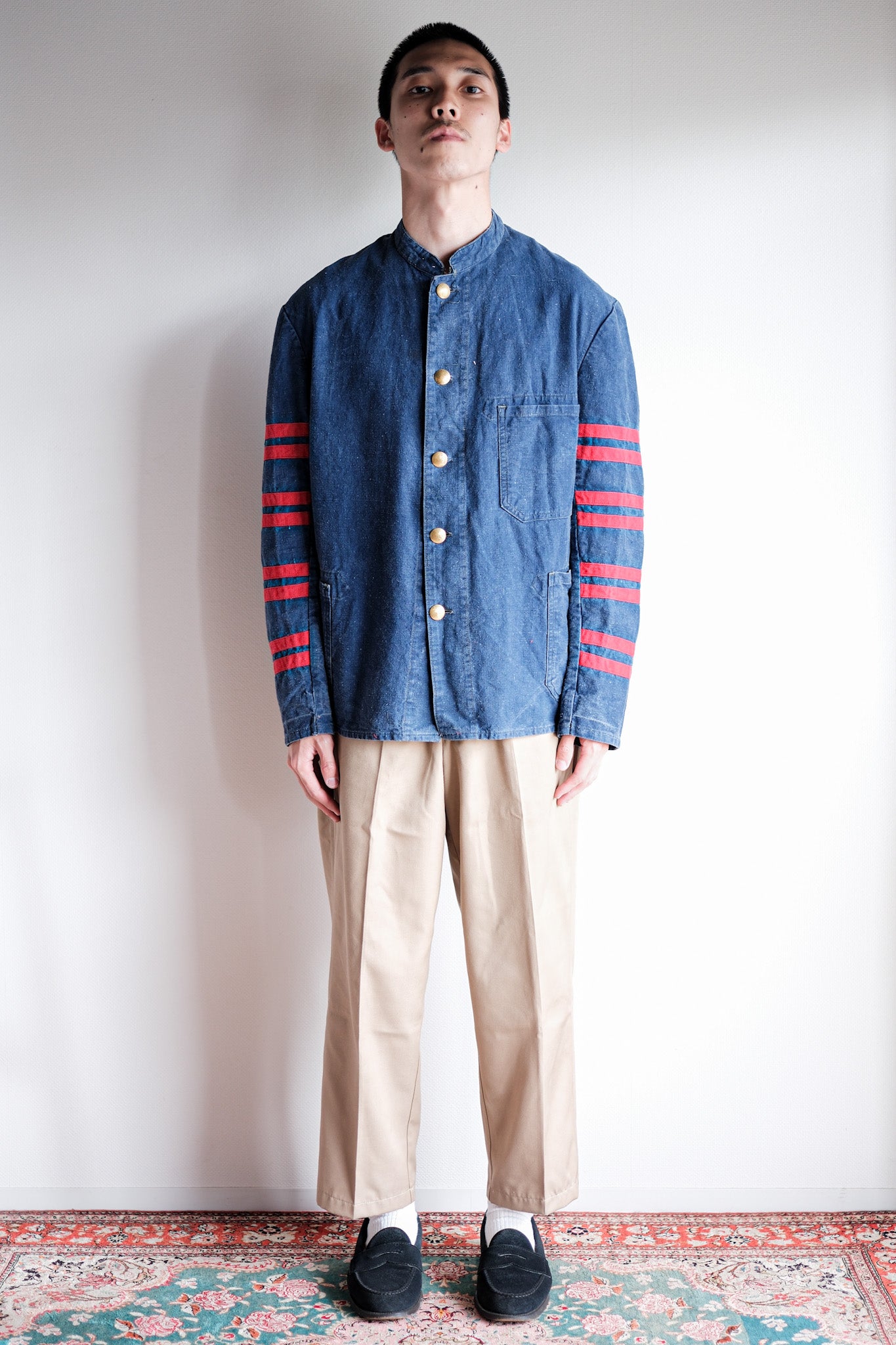 【~40's】German Vintage Indigo Linen Firefighter Jacket