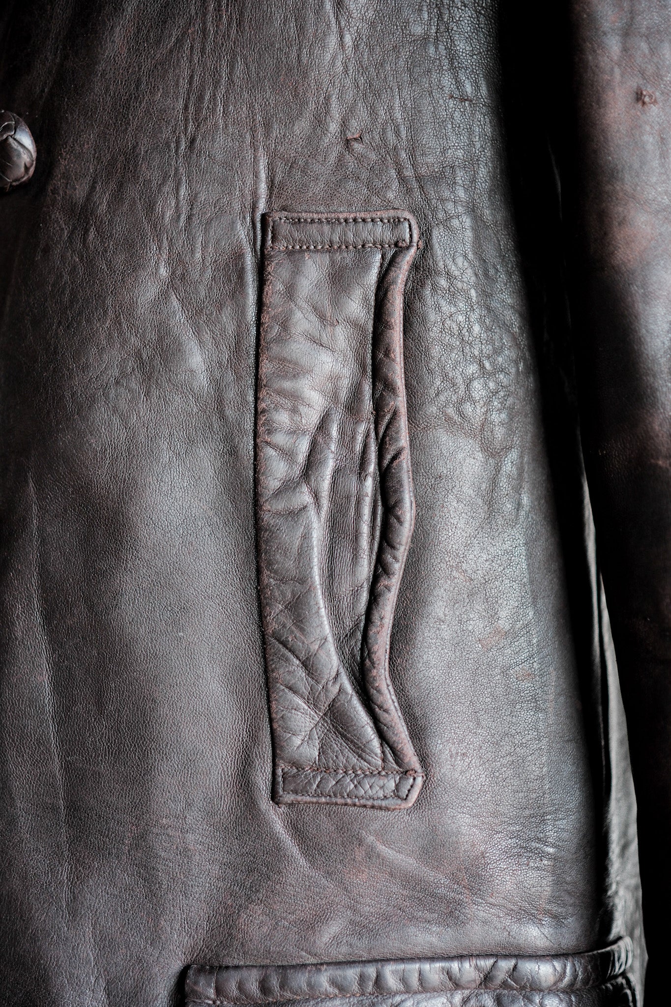 【~30's】German Vintage Double Breasted Motorcycle Leather Jacket