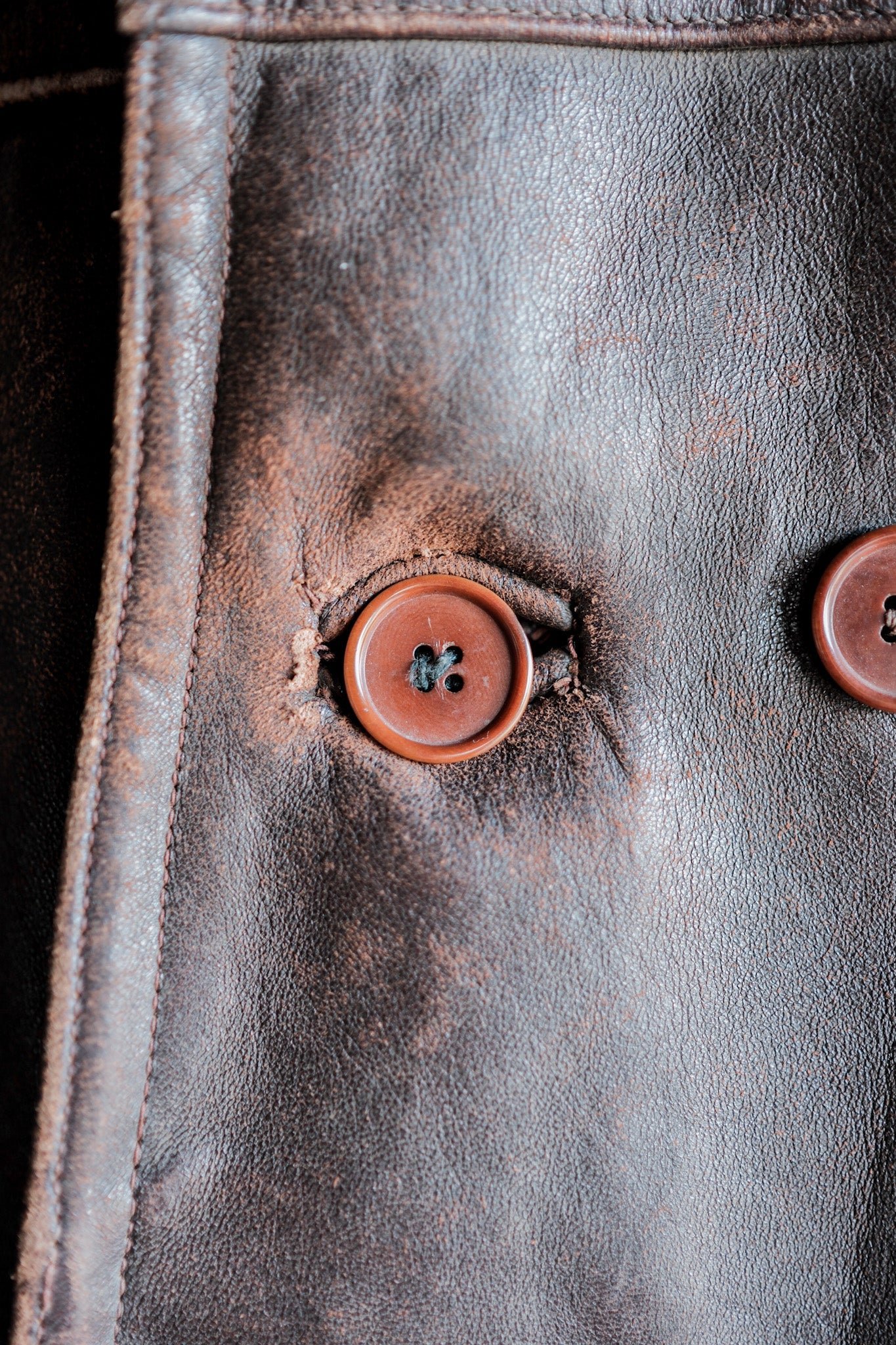 【~50's】French Army Motorcycle Leather Jacket Size.B2