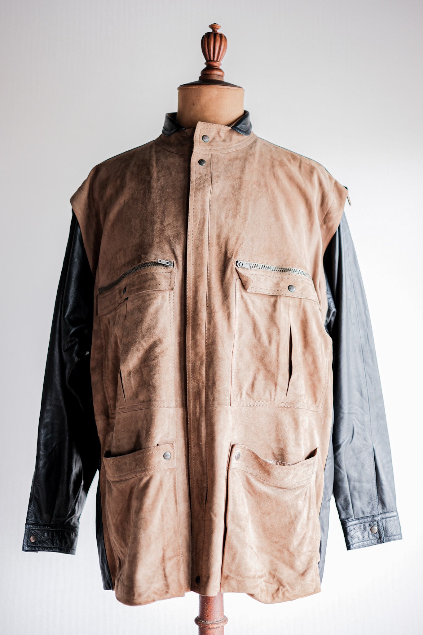【~70’s】Old GUCCI 2 Tone Leather Jacket Size.50