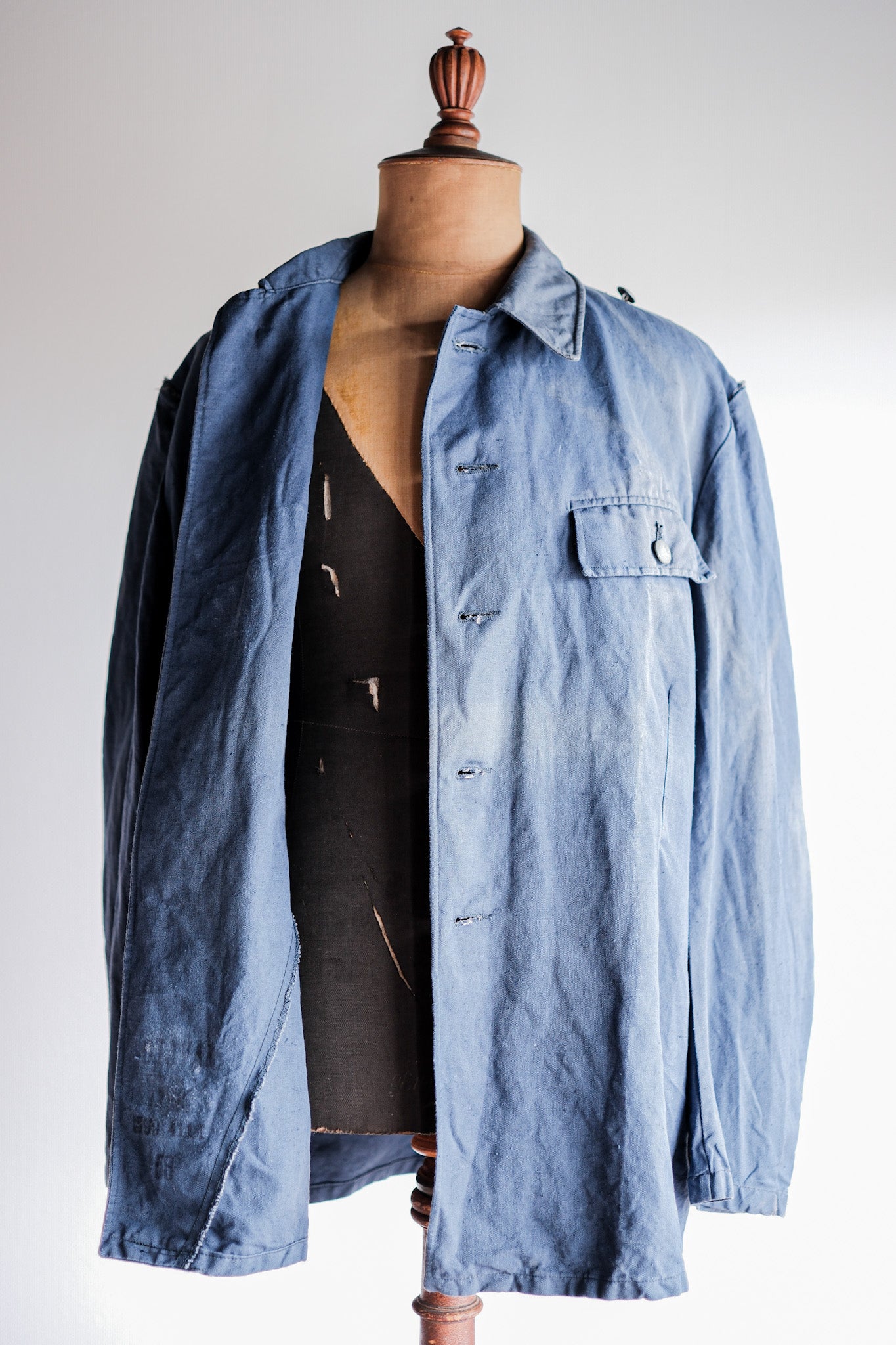 【~40's】German Navy Drillich Indigo Cotton Jacket "Kriegsmarine"
