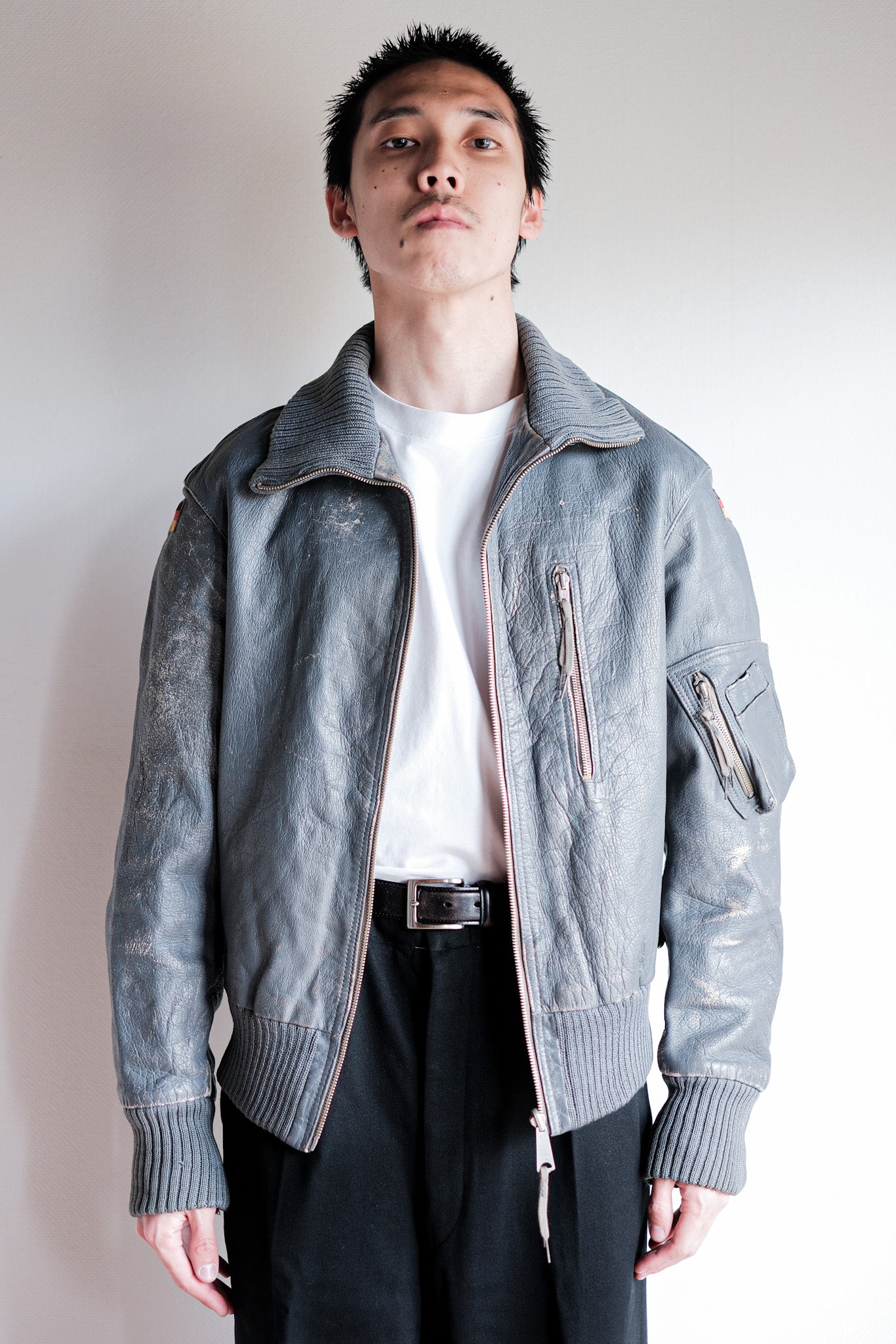 【~70’s】West German Air Force Pilot Leather Jacket Size.3