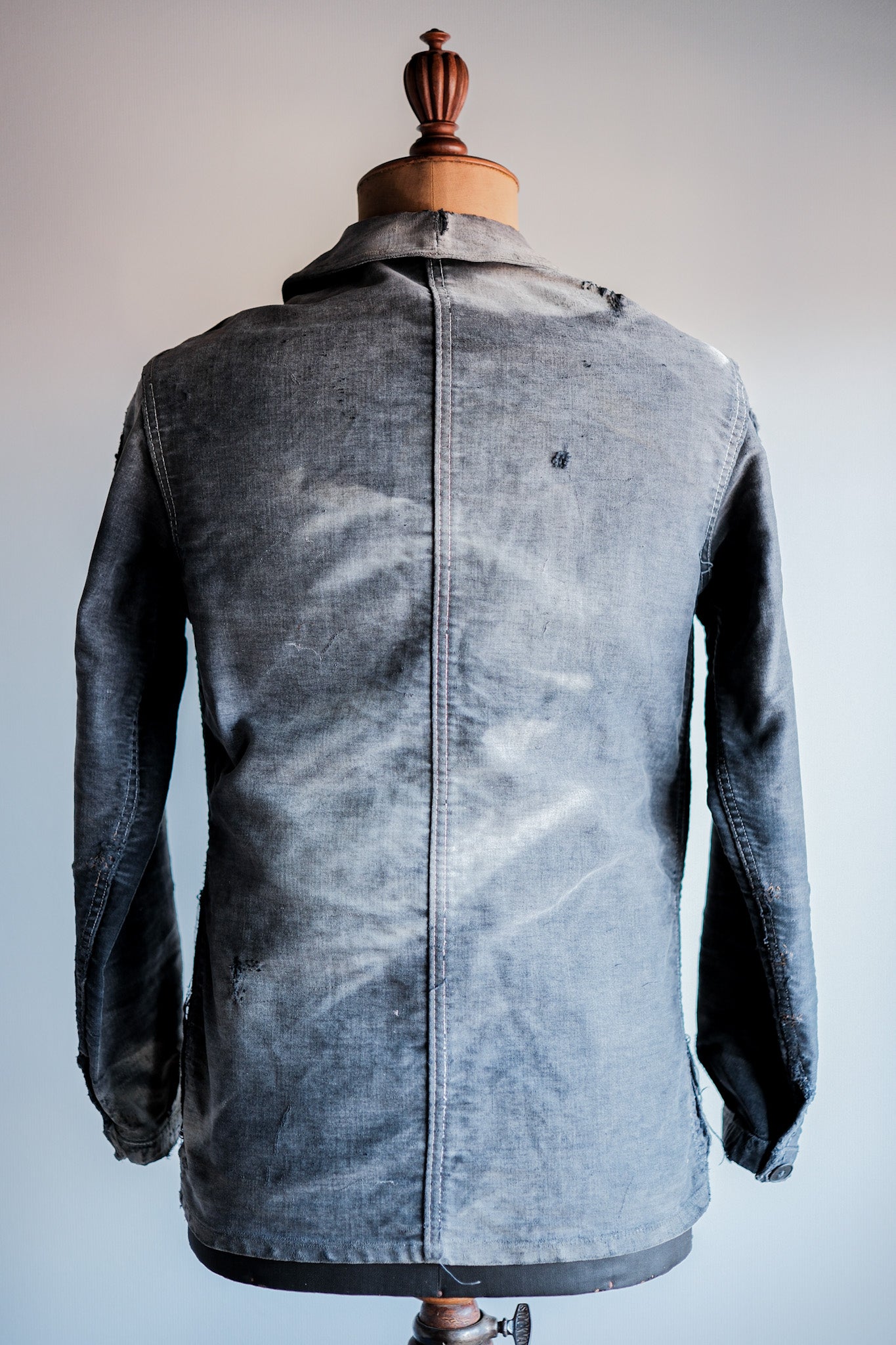 【~40's】French Vintage Black Moleskin Work Jacket "Boro" "Le Mont St. Michel"