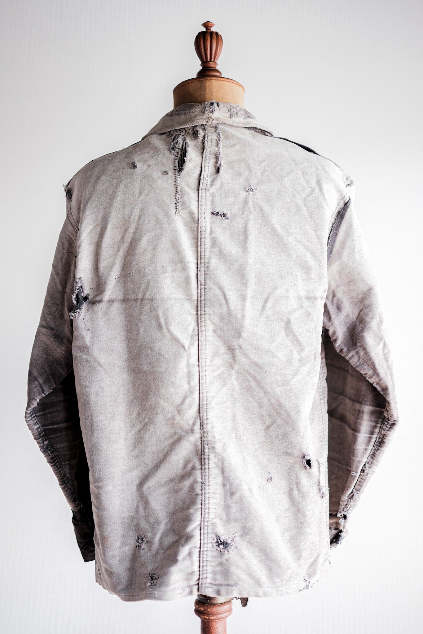 【~50's】French Vintage Black Moleskin Work Jacket "Patchwork"