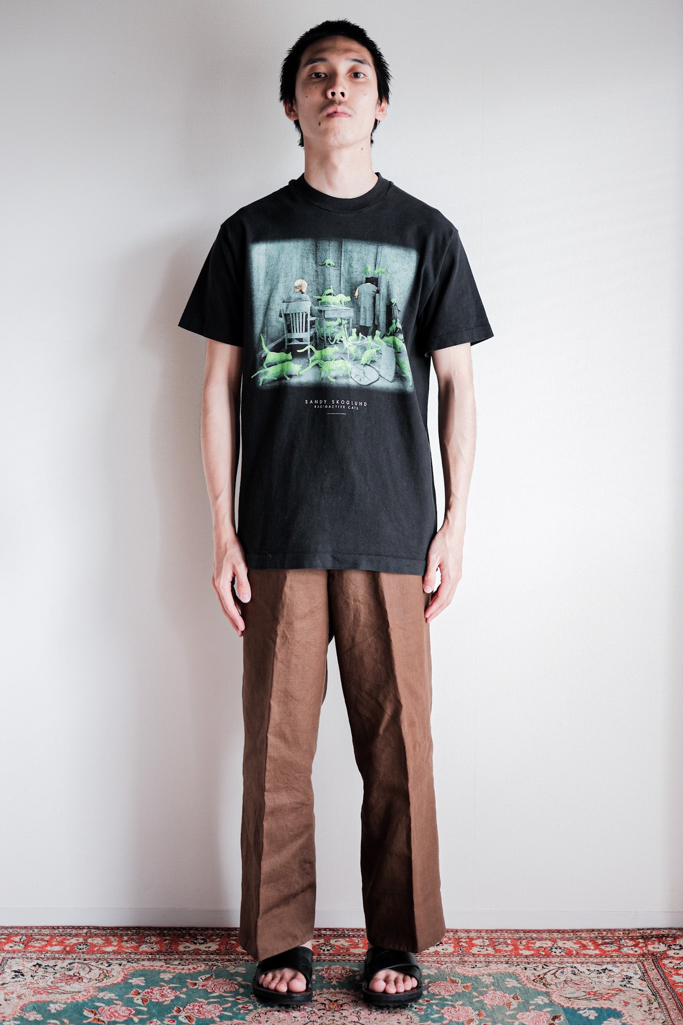 【~90's】Vintage Art Print T-shirt Size.M "Sandy Skoglund" "Radioactive Cats" "Made in U.S.A."