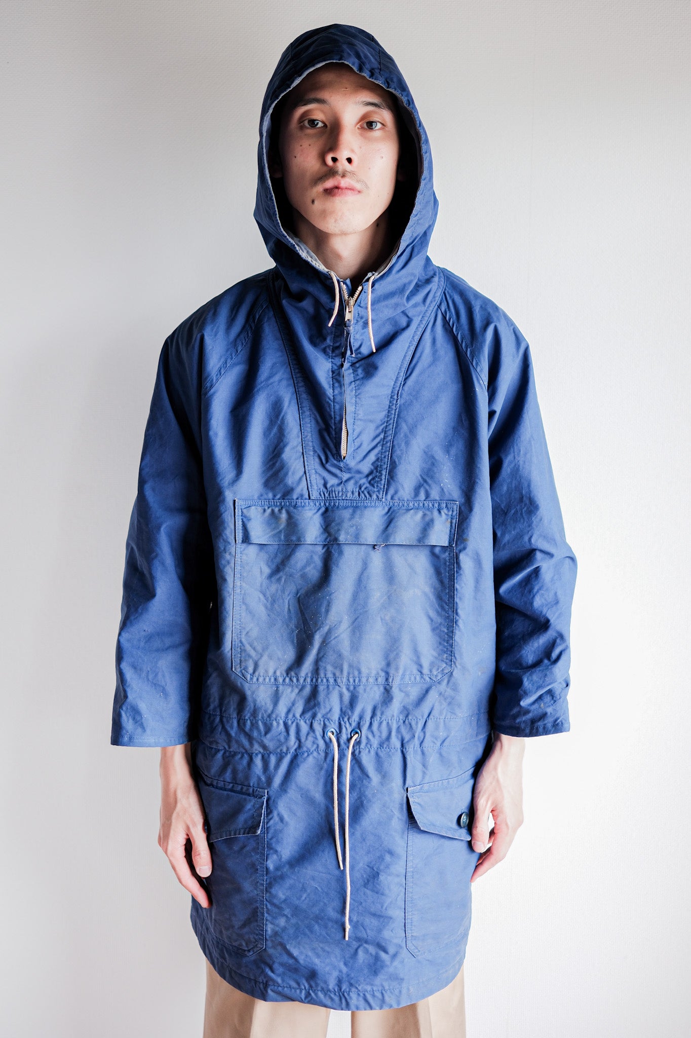 【~60's】British Vintage Blue Ventile Smock Size.LARGE "Blacks Of Greenock"