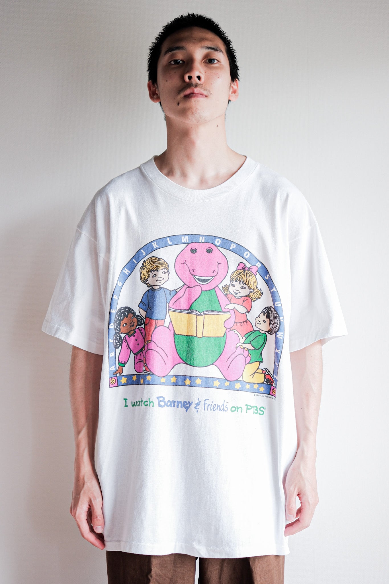 【~90's】Vintage TV Print T-shirt Size.XL "Barney & Friends" "Made in U.S.A."