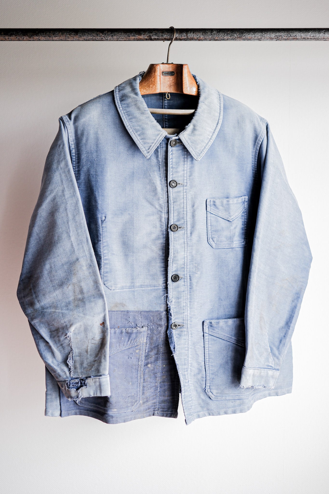 【~40's】French Vintage Blue Moleskin Work Jacket