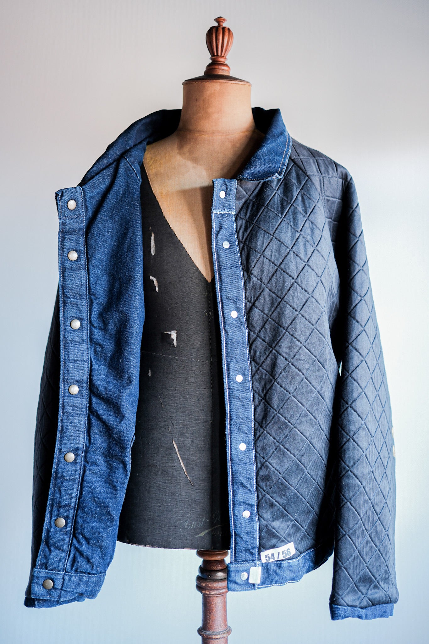 【~80's】American Vintage Raglan Sleeves Padded Denim Jacket Size.54