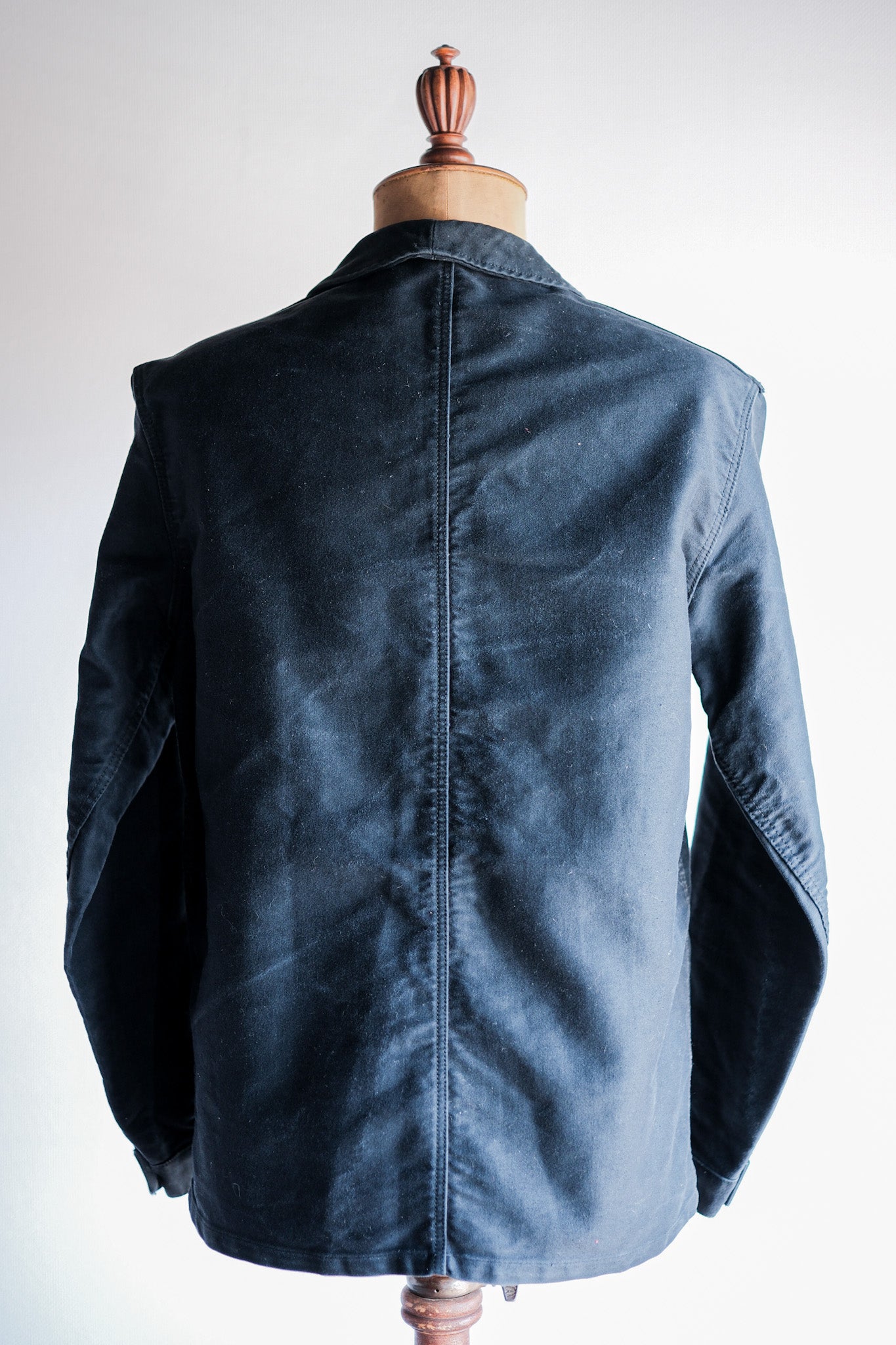 【~60's】French Vintage Black Moleskin Work Jacket "Le Mont St. Michel"