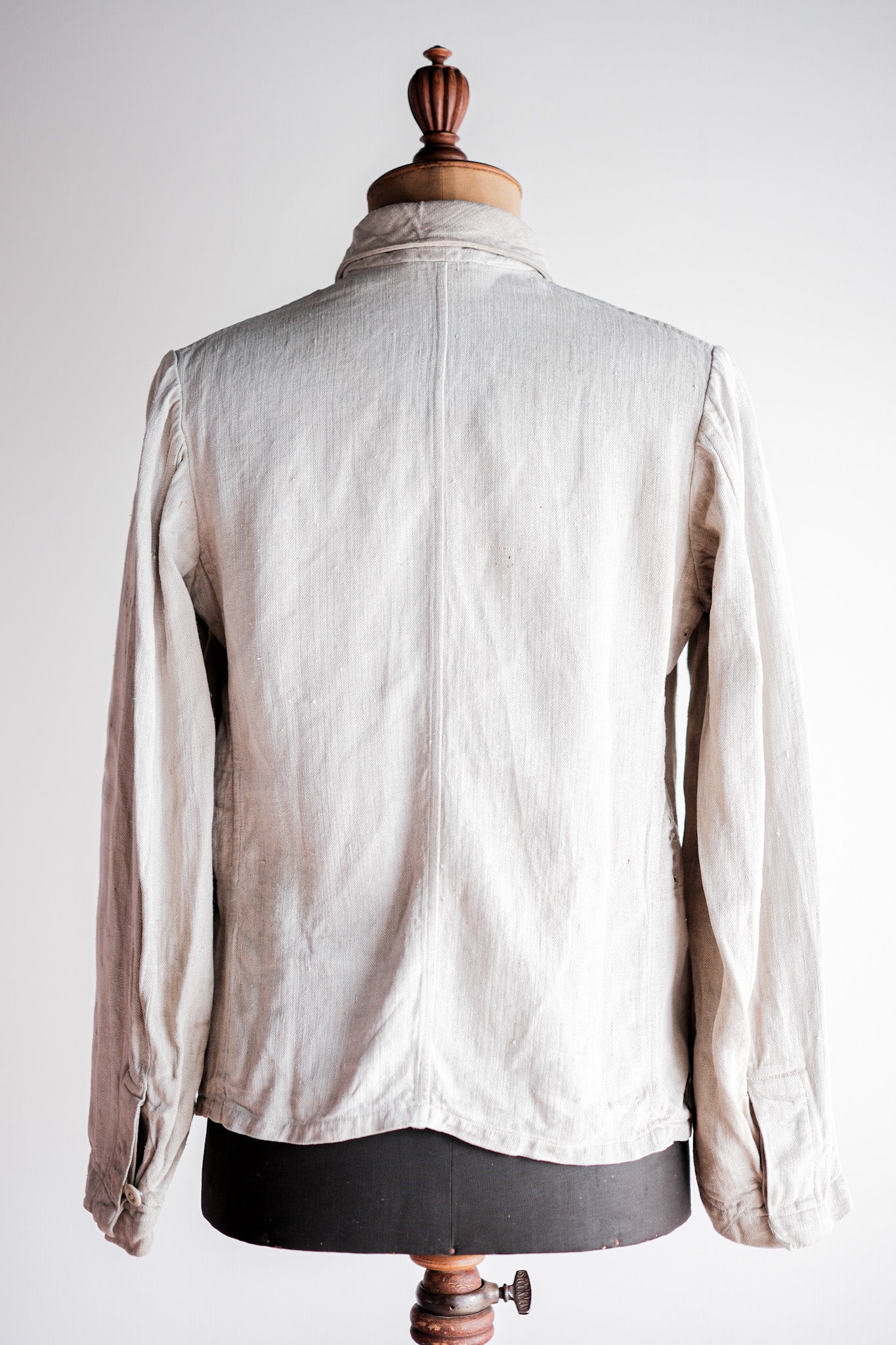 【~40's】German Air Force Drillich HBT Linen Jacket With Chin Strap "Luftwaffe"