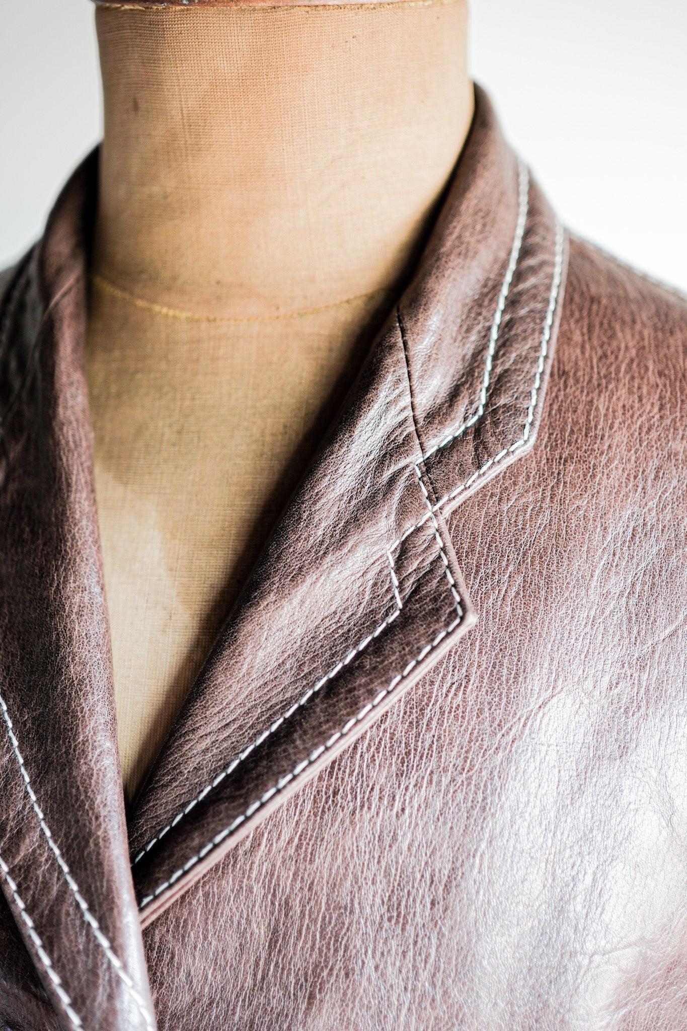 【~90’s】Old ANNE MARIE BERETTA Leather Tailored Jacket Size.T42