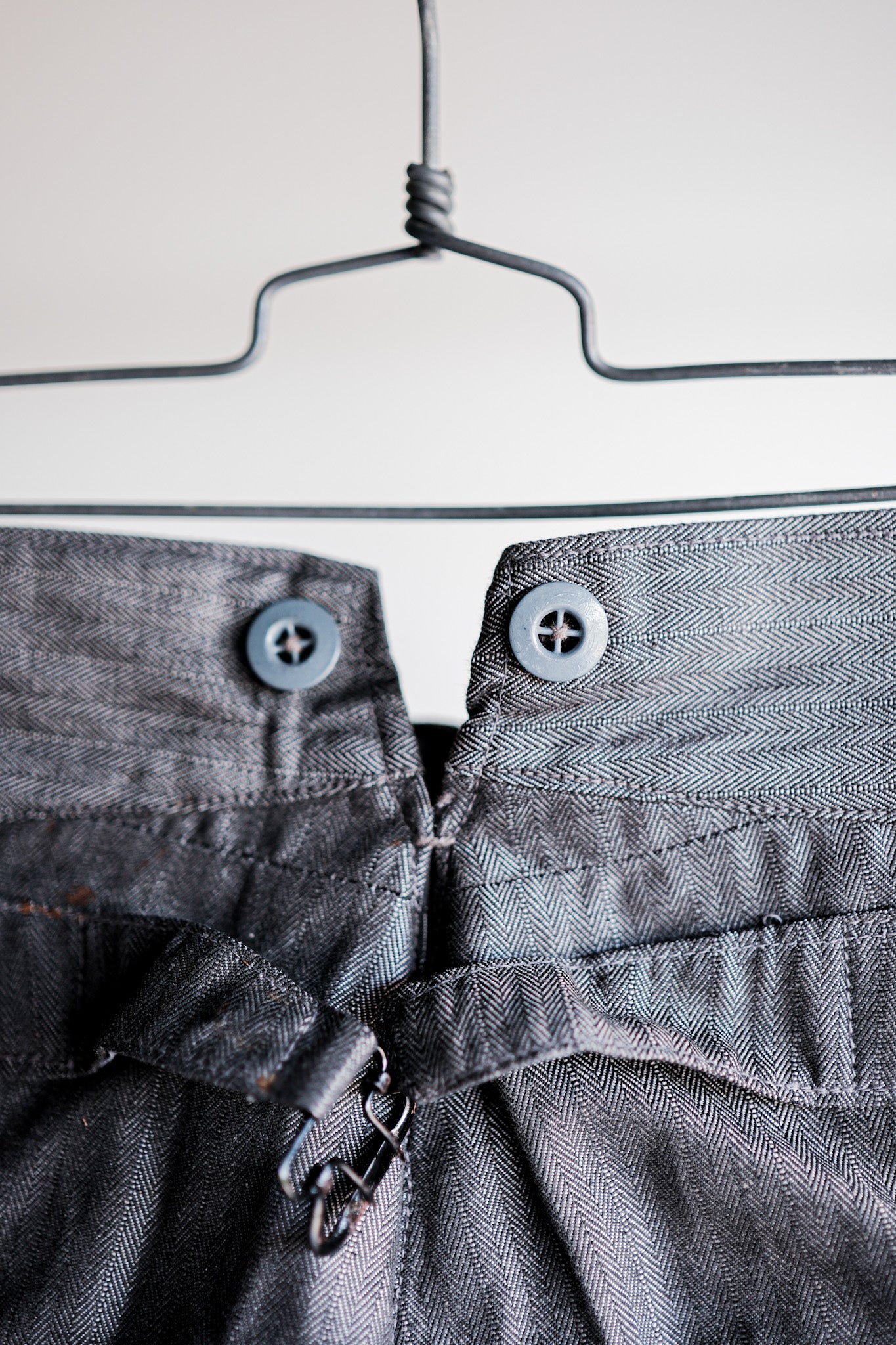 【~30's】French Vintage Salt & Pepper Cotton HBT Work Pants “Dead Stock”