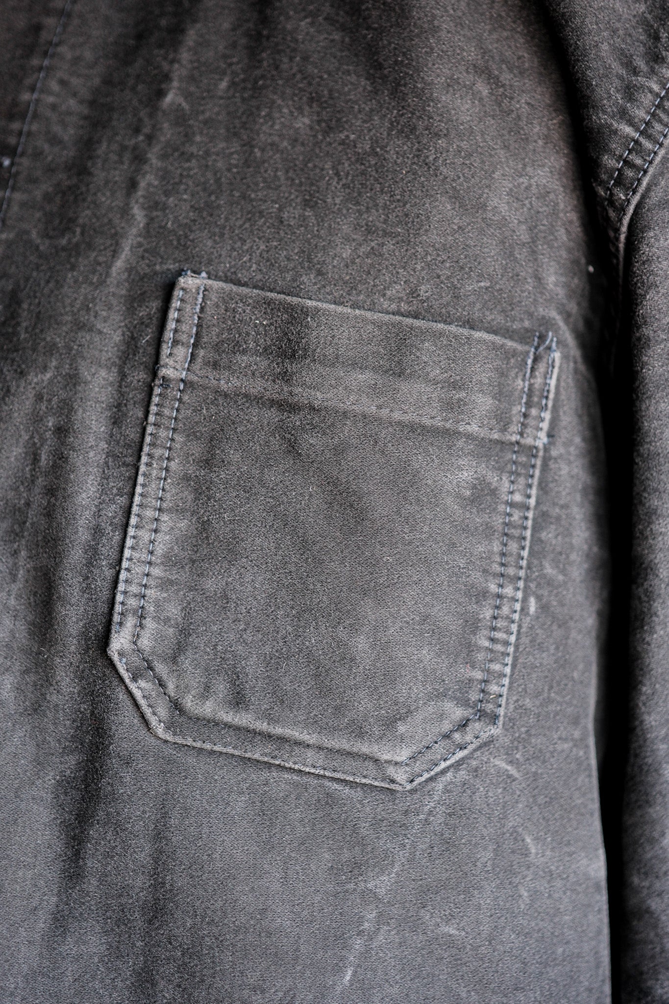 【~50's】French Vintage Black Moleskin Work Jacket Size.48 "Le BEAU-FORT"