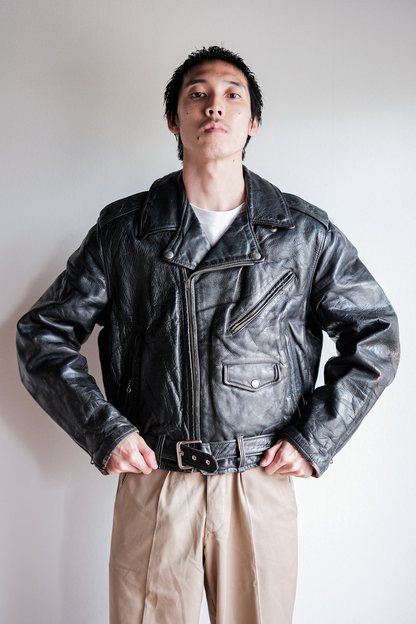 【~50's】American Vintage Two Star Horsehide Motorcycle Leather Jacket "WINDWARD"