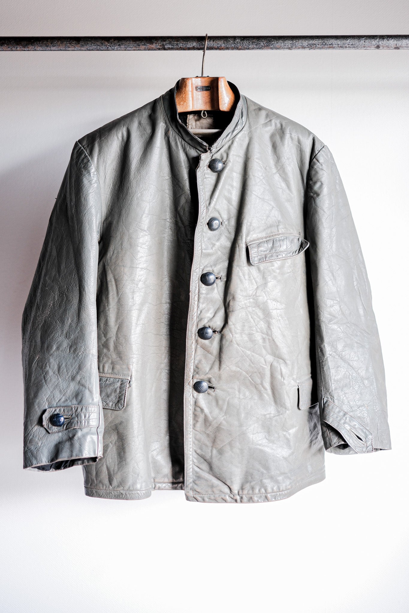 【~40's】WWⅡ+German+Navy+U-Boat+Crew+Gray+Leather+Jacket+"Kriegsmarine"