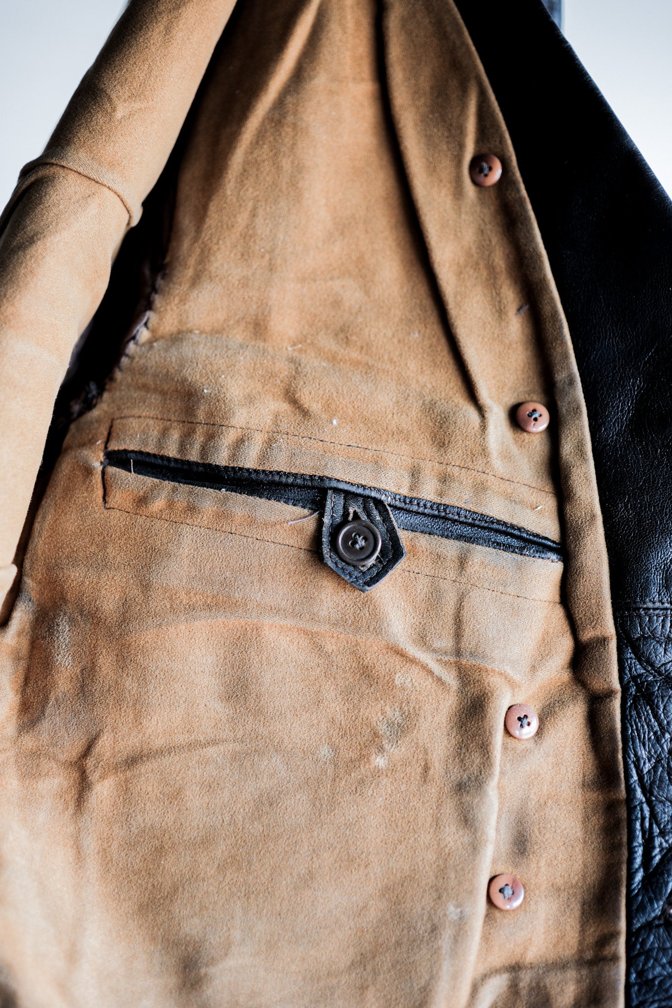 【~40's】German Vintage Double Breasted Motorcycle Leather Jacket
