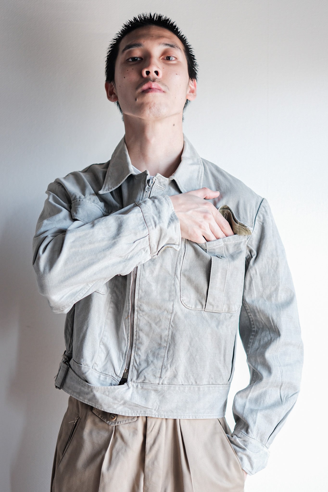 [~ 40) 프랑스 군대 M44 배틀 드레스 재킷 크기 .42 "수정"