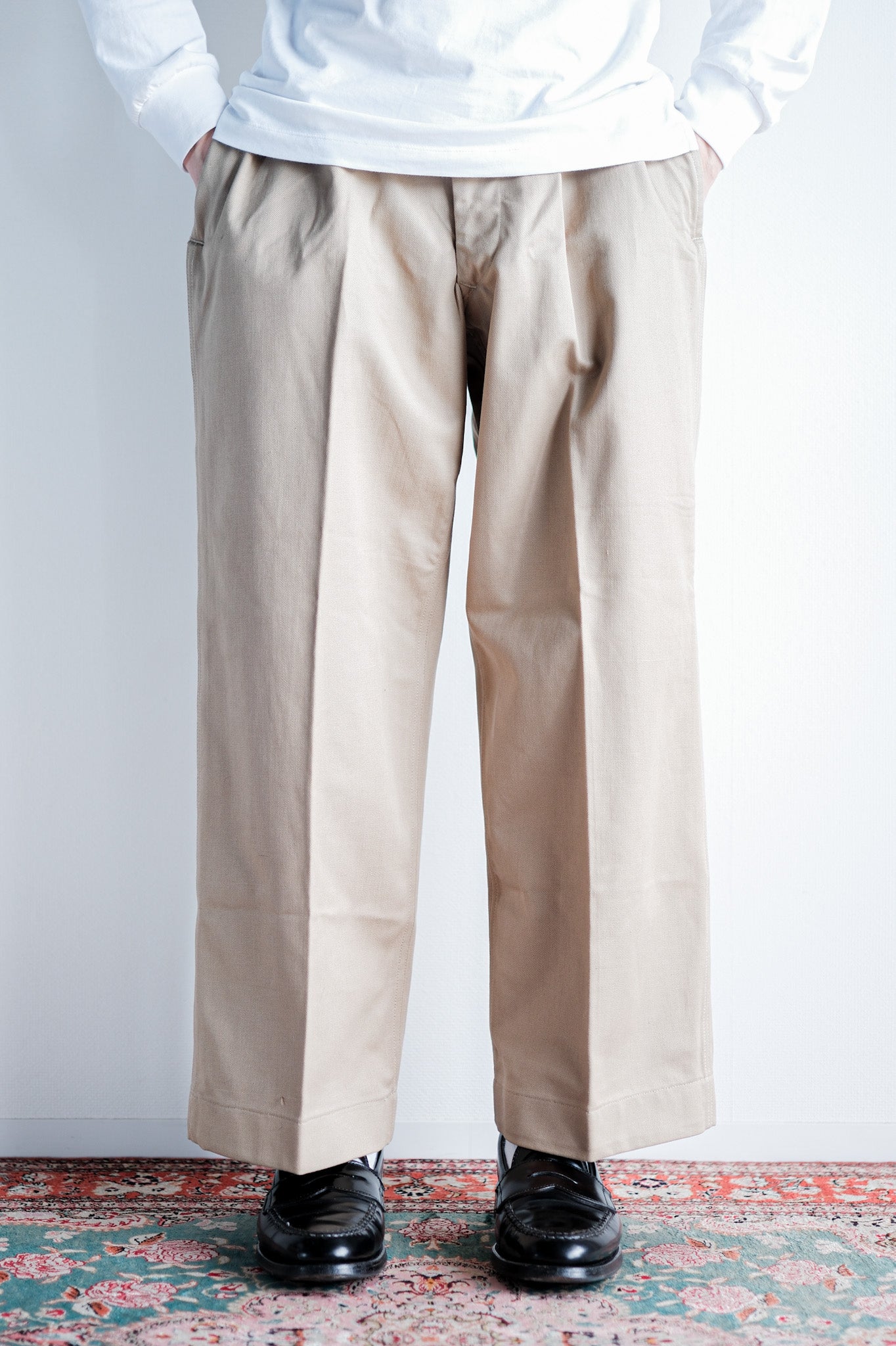 【~50's】French Army M52 Chino Trousers Size.12 "Dead Stock"