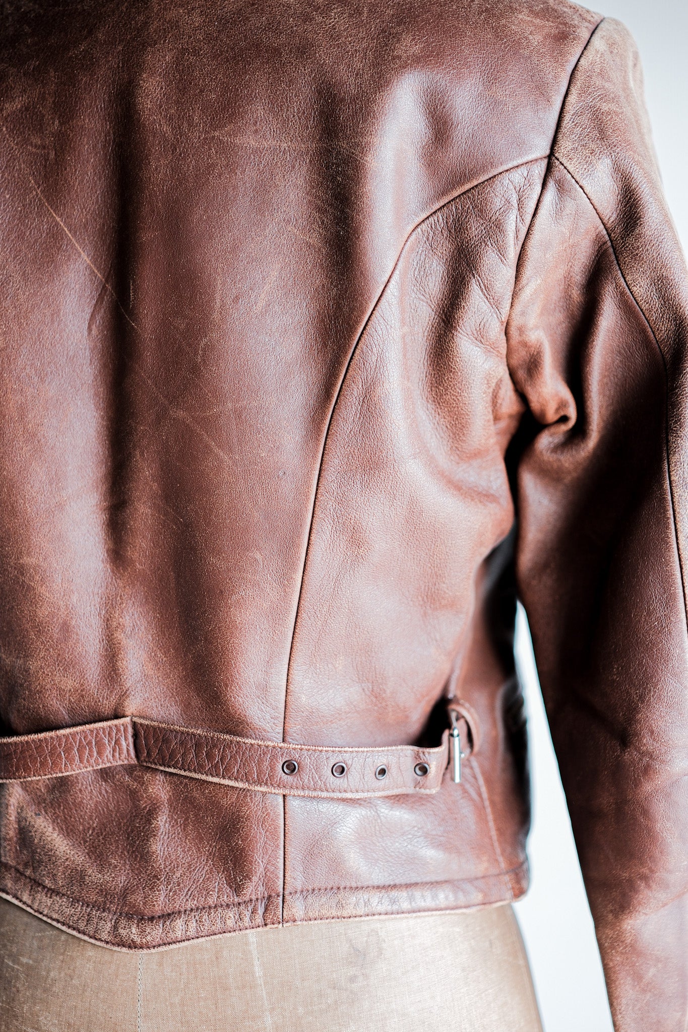 【~30's】German Vintage Double Breasted Motorcycle Leather Jacket