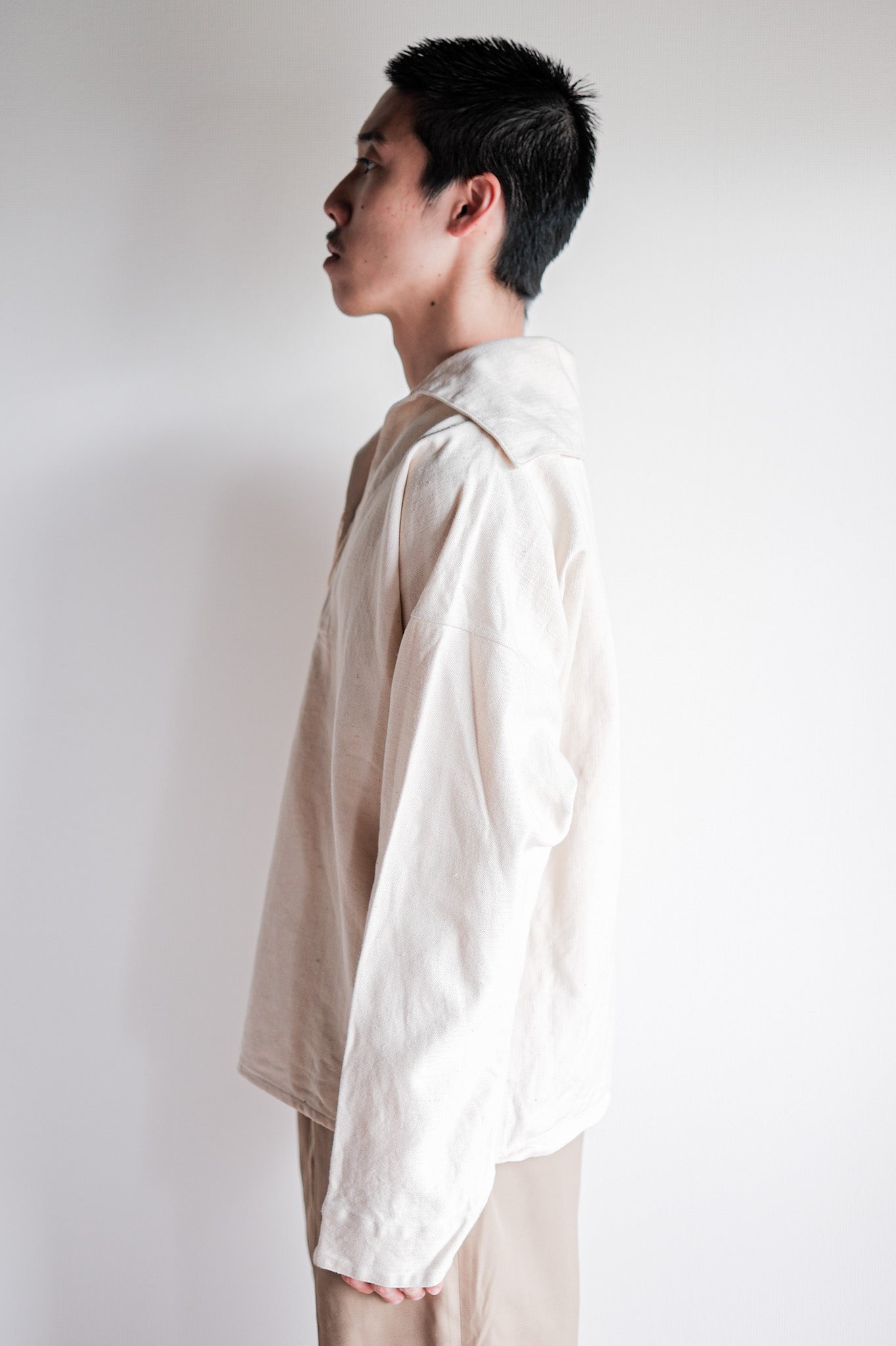 【~40's】German Navy Drillich HBT Linen Sailor Smock "KM"