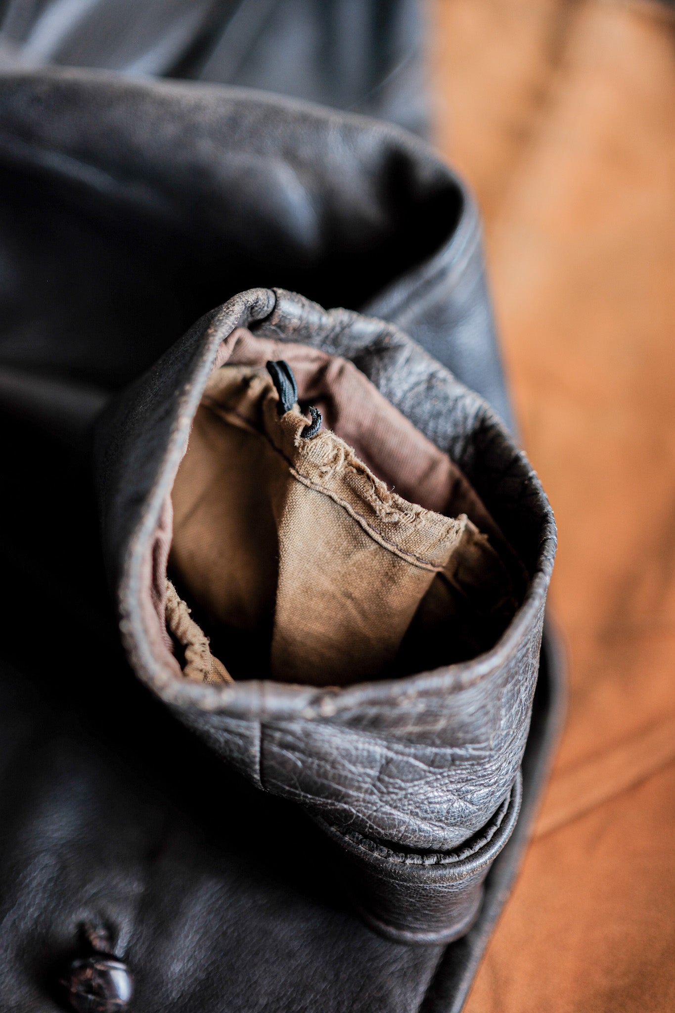 【~40's】German Vintage Double Breasted Motorcycle Leather Jacket