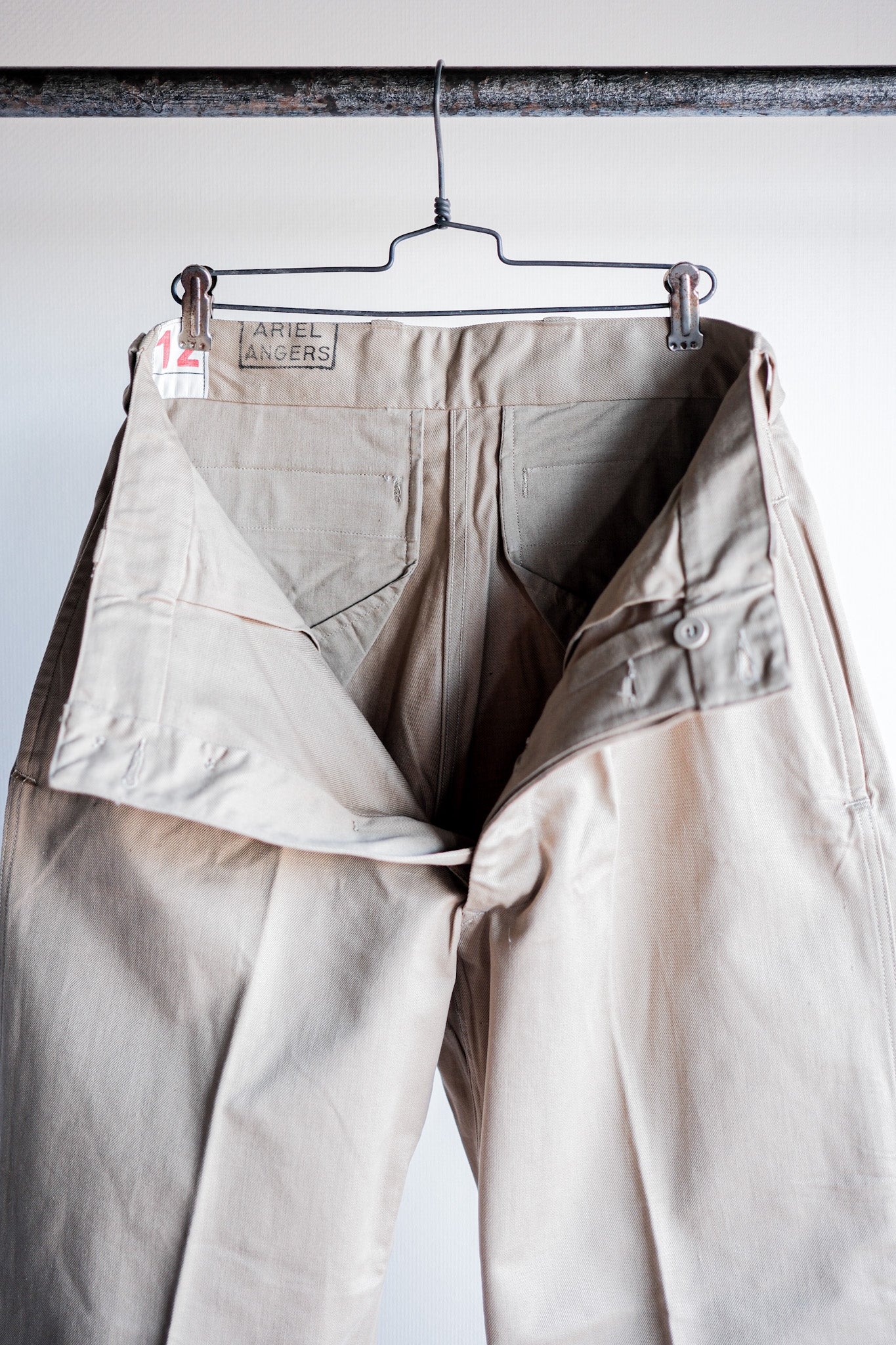【~50's】French Army M52 Chino Trousers Size.12 "Dead Stock"