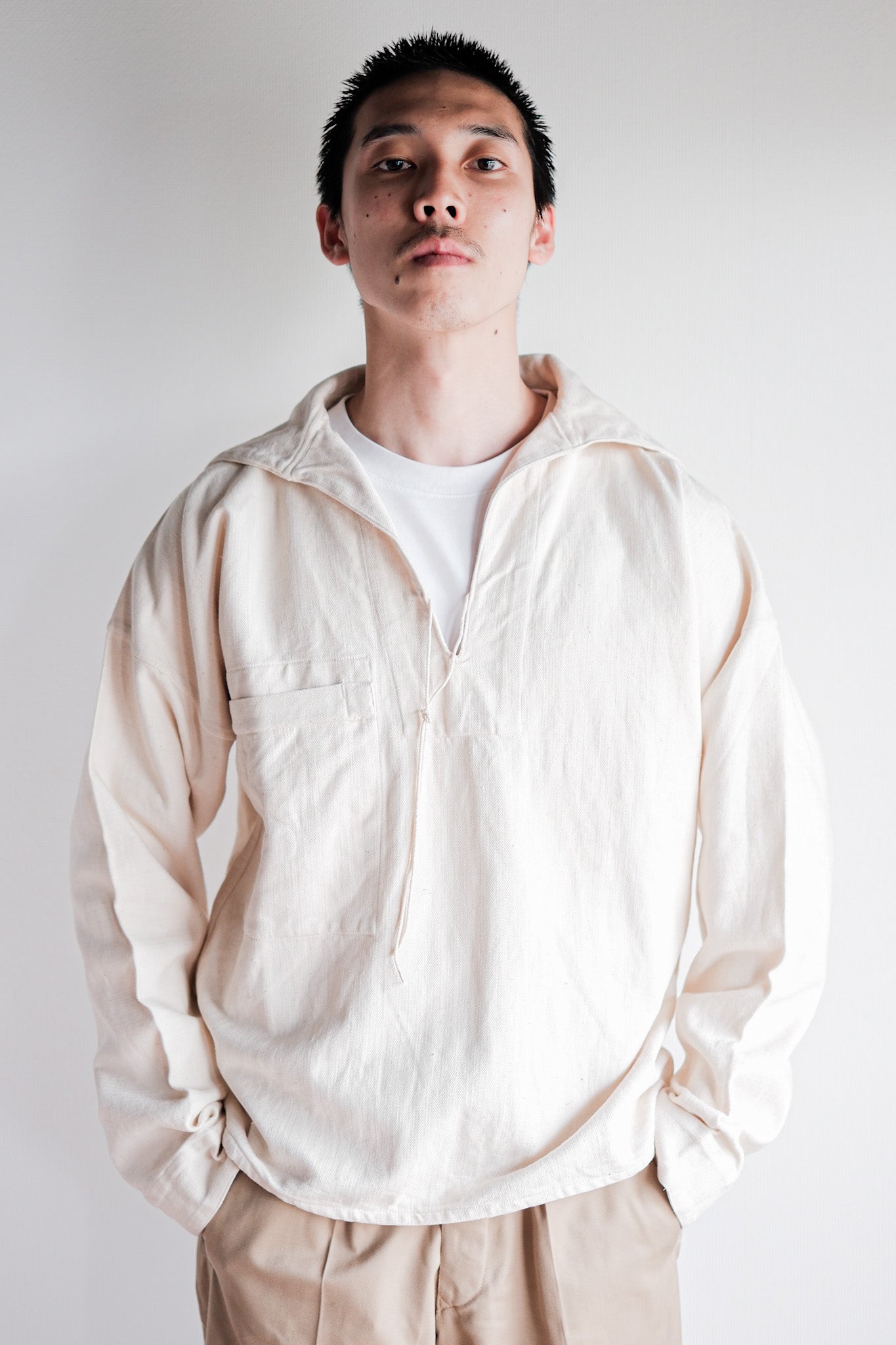 【~40's】German Navy Drillich HBT Linen Sailor Smock "KM"