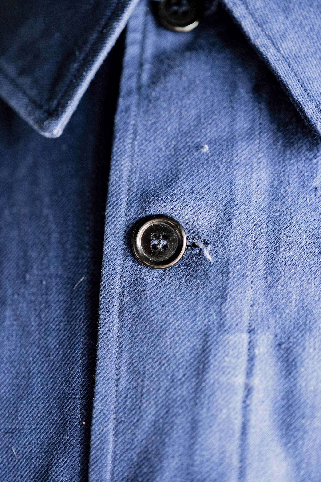 【~50's】French Army Blue Cotton Linen Twill Work Jacket