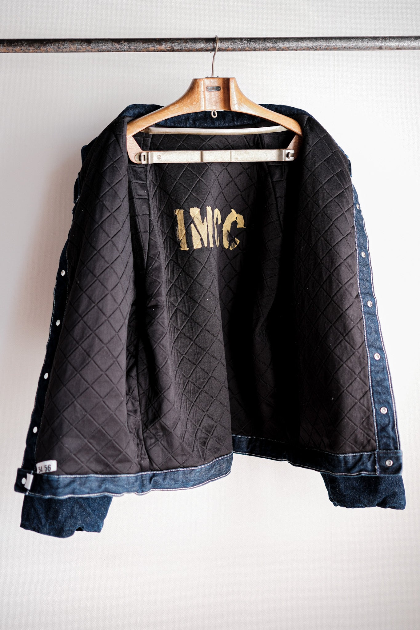 【~80's】American Vintage Raglan Sleeves Padded Denim Jacket Size.54