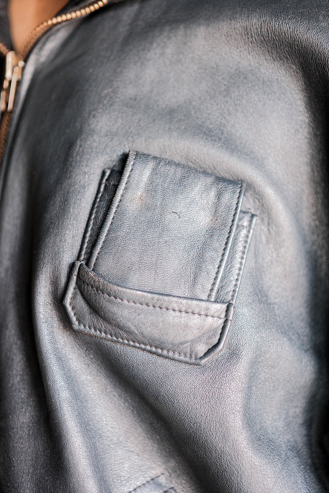 【~70's】French Air Force Pilot Leather Jacket Size.104L