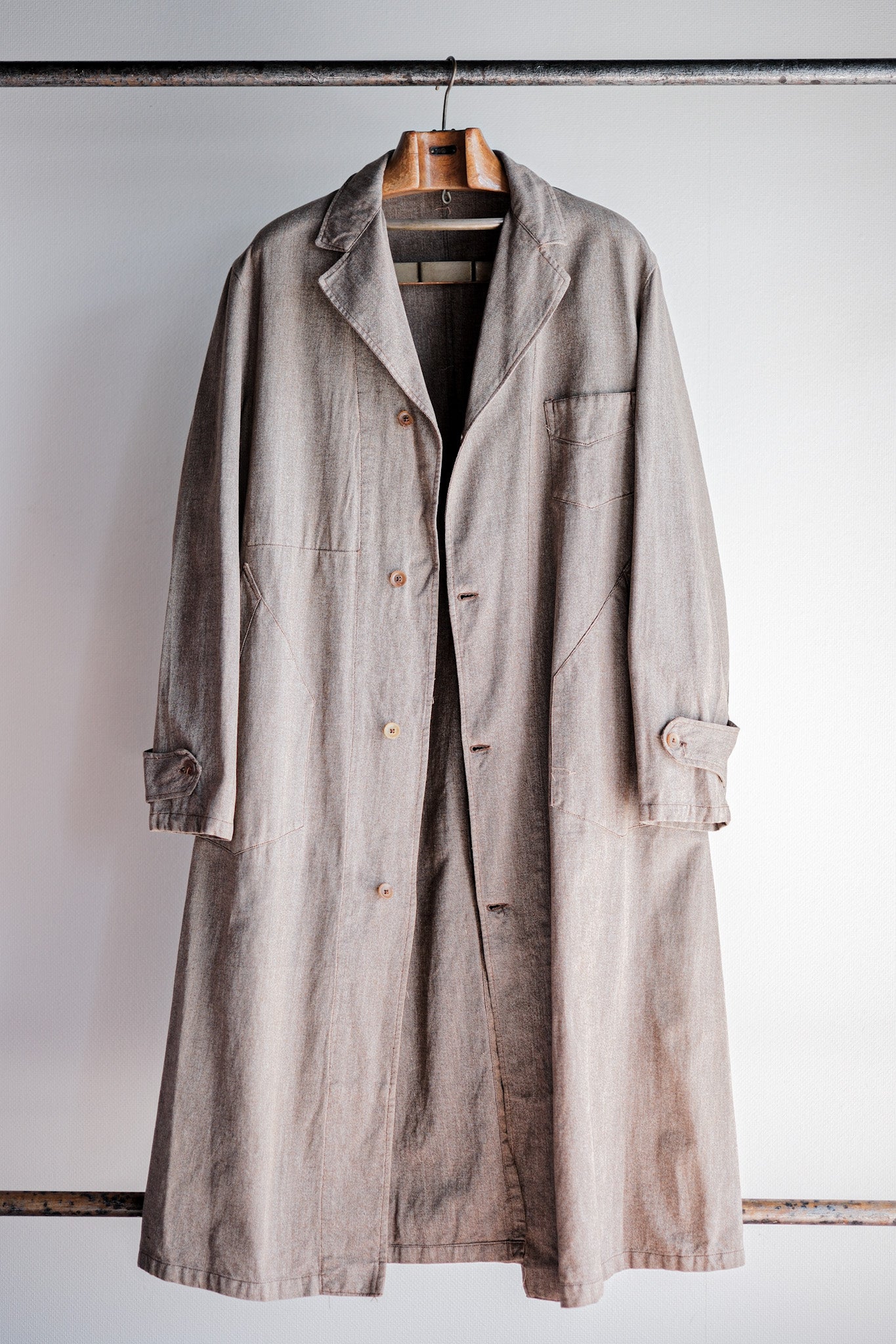 【~40's】French Vintage Brown Chambray Atelier Coat “Dead Stock”