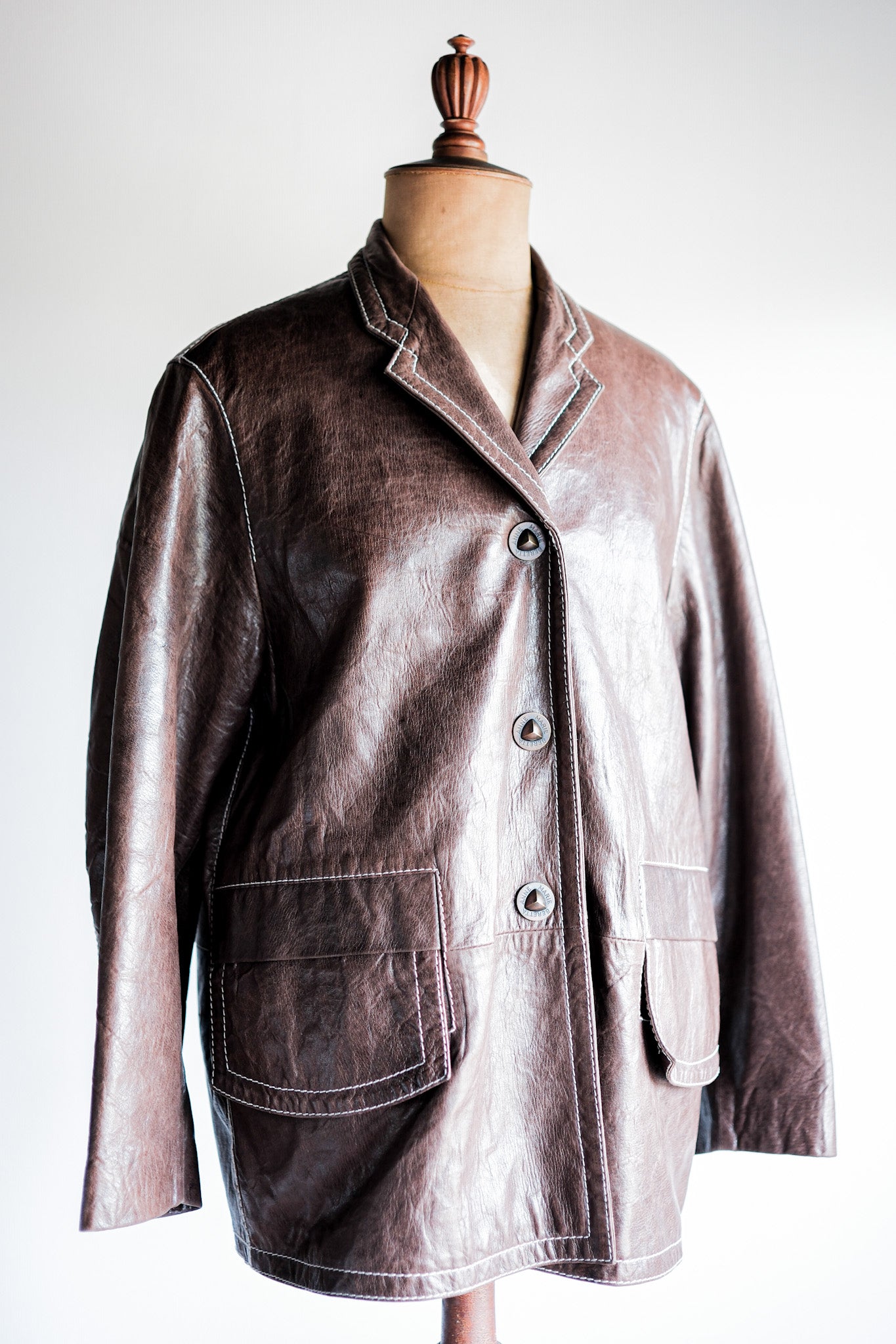 【~90’s】Old ANNE MARIE BERETTA Leather Tailored Jacket Size.T42