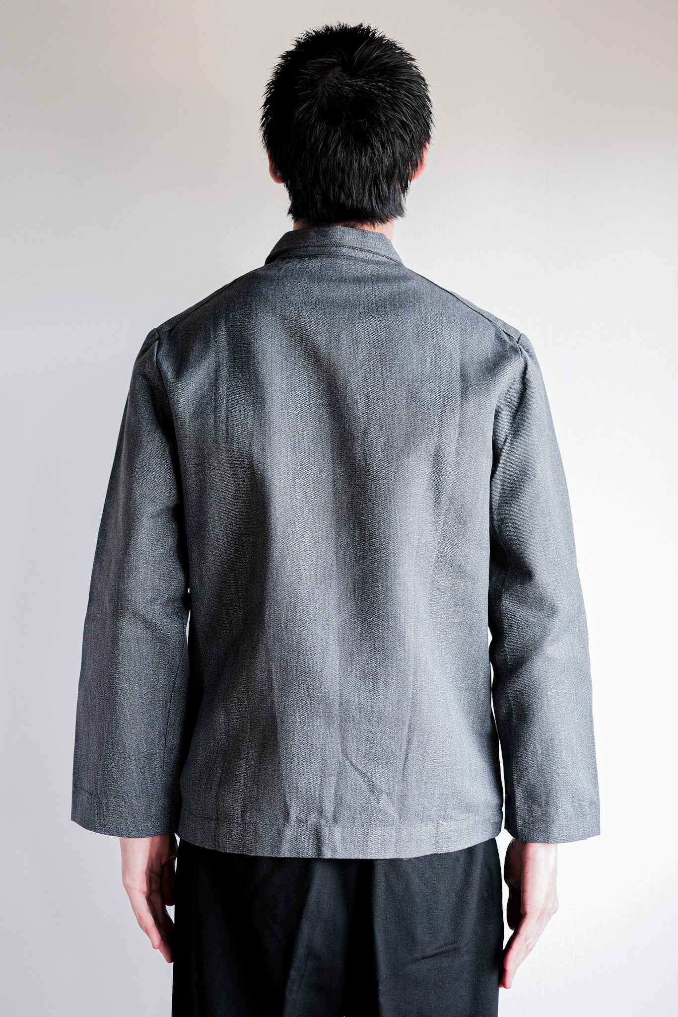 【~50's】Europe Vintage Salt & Pepper Cotton Smock "Dead Stock"