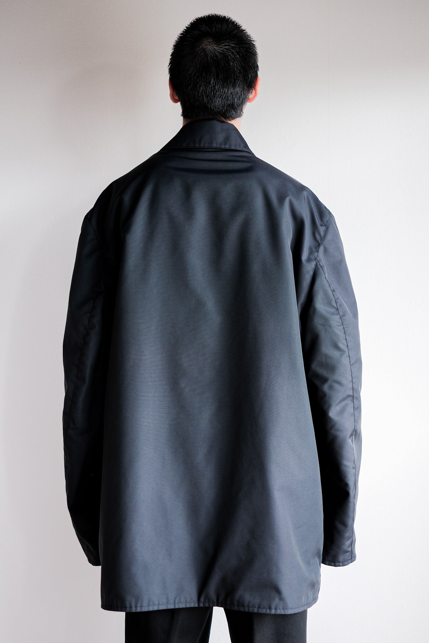 【~90's】Old Hermès Paris Navy Polyamide Harf Coat Size.56